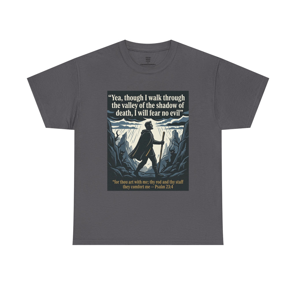 Psalm 23 'I Will Fear No Evil' Scripture Graphic - Unisex Heavy Cotton Tee