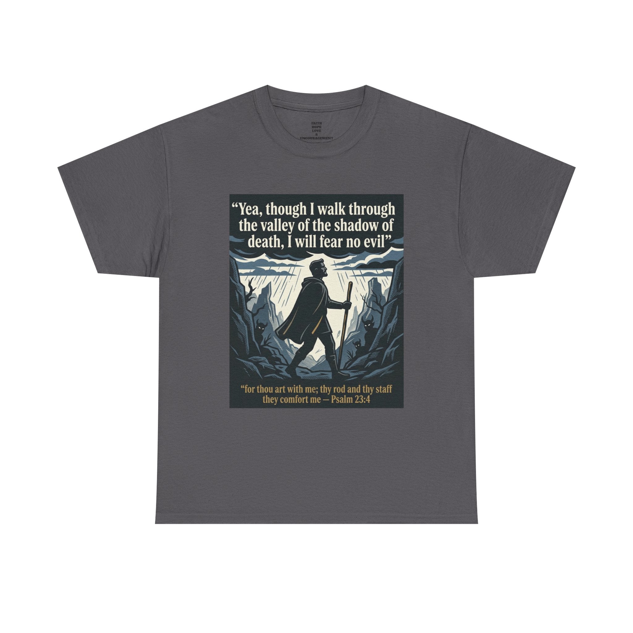 Psalm 23 'I Will Fear No Evil' Scripture Graphic - Unisex Heavy Cotton Tee
