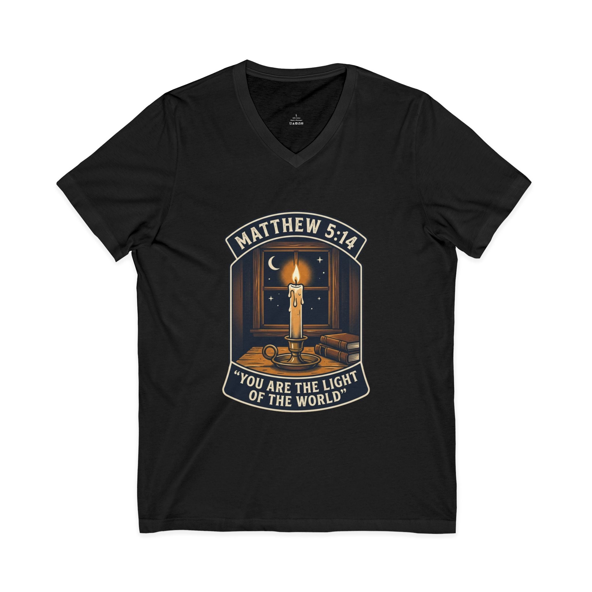 “You Are the Light of the World” Inspirational Christian Shirt — Unisex Jersey Short Sleeve V-Neck Tee