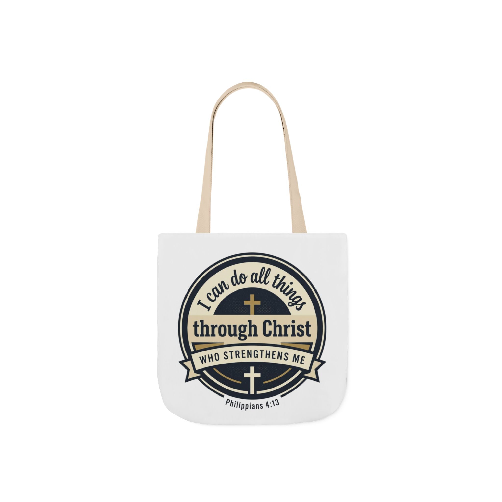 "I Can Do All Things Through Christ" Scripture Graphic — Canvas Tote Bag