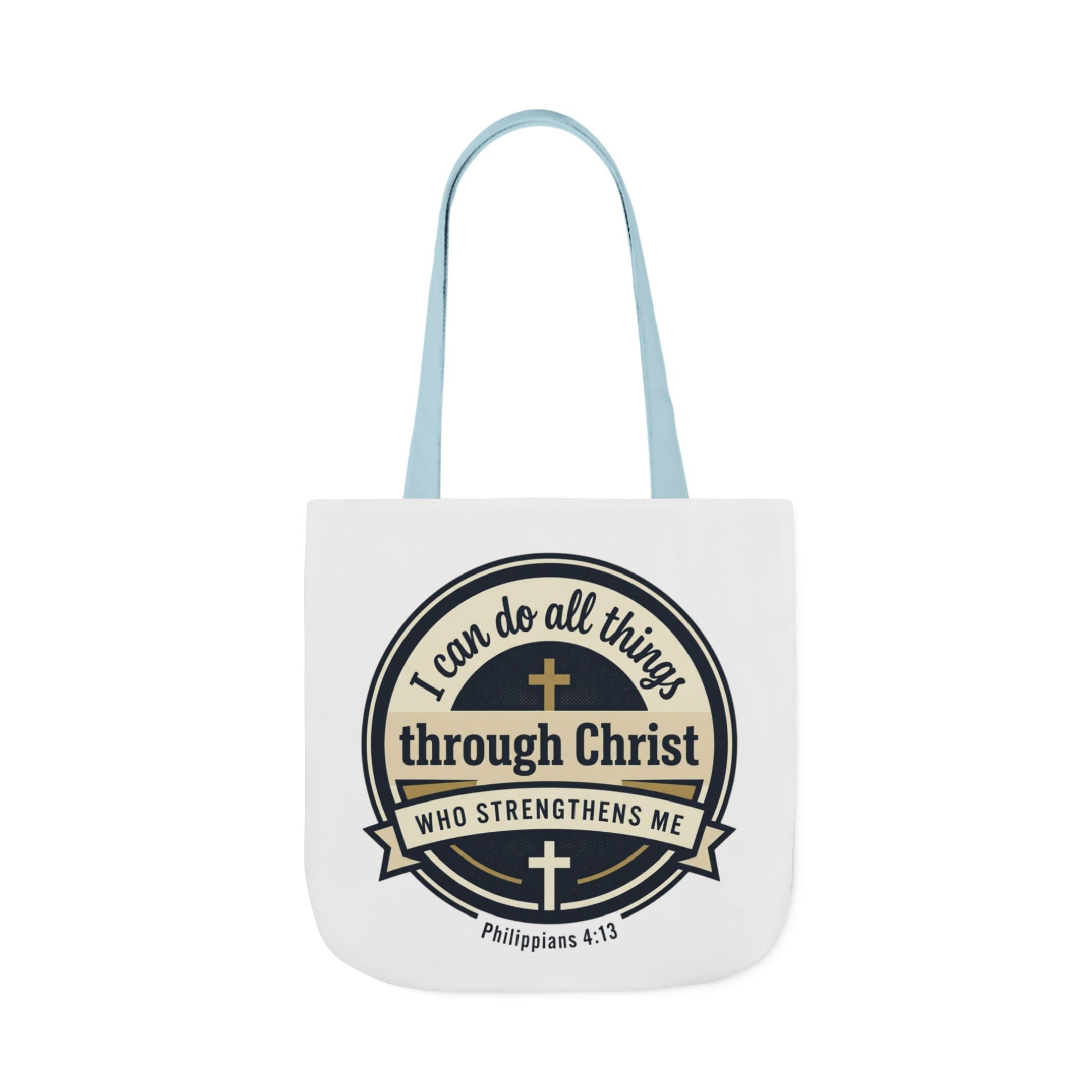 "I Can Do All Things Through Christ" Scripture Graphic — Canvas Tote Bag