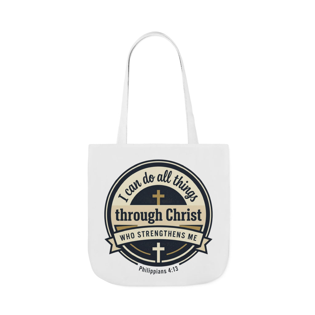 "I Can Do All Things Through Christ" Scripture Graphic — Canvas Tote Bag