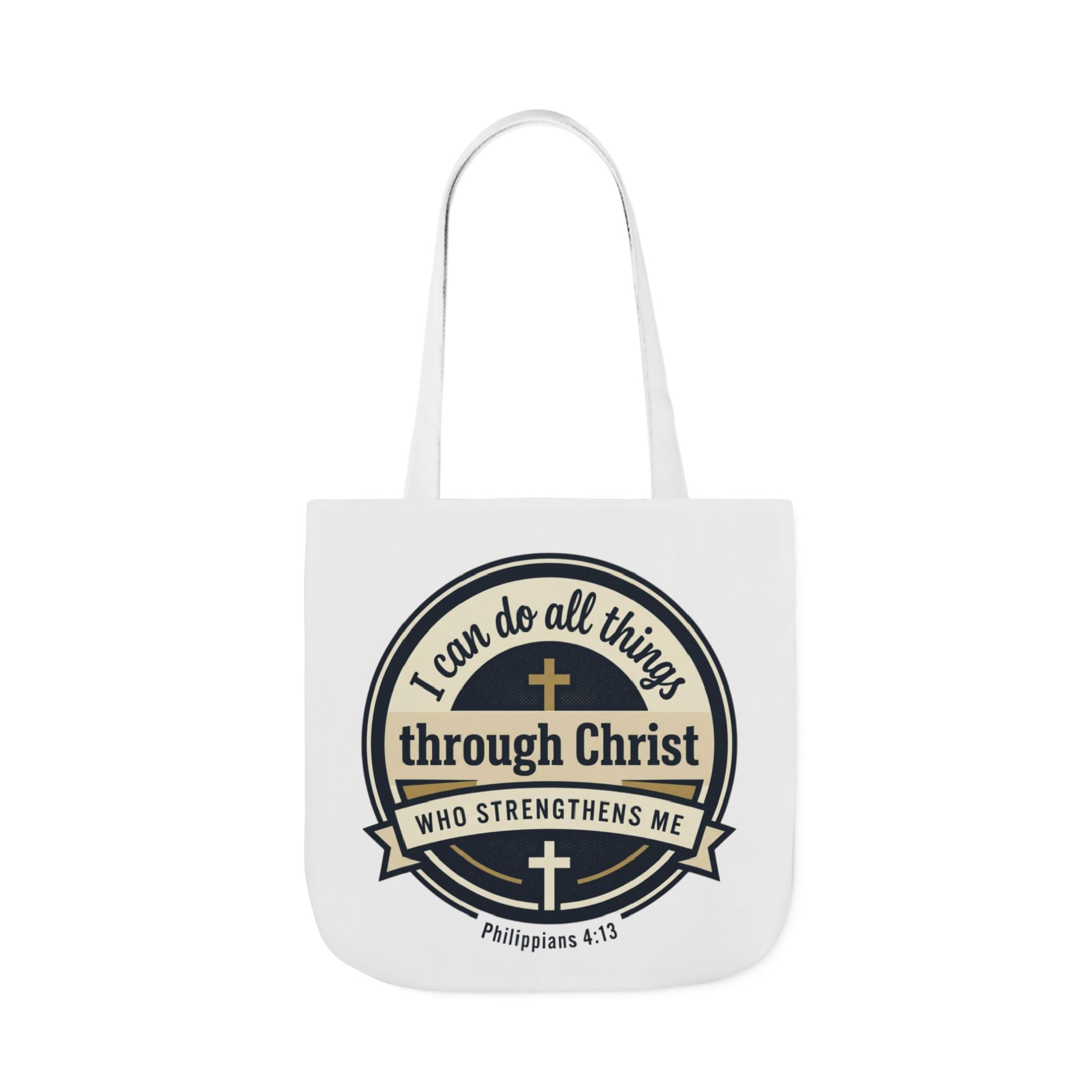 "I Can Do All Things Through Christ" Scripture Graphic — Canvas Tote Bag