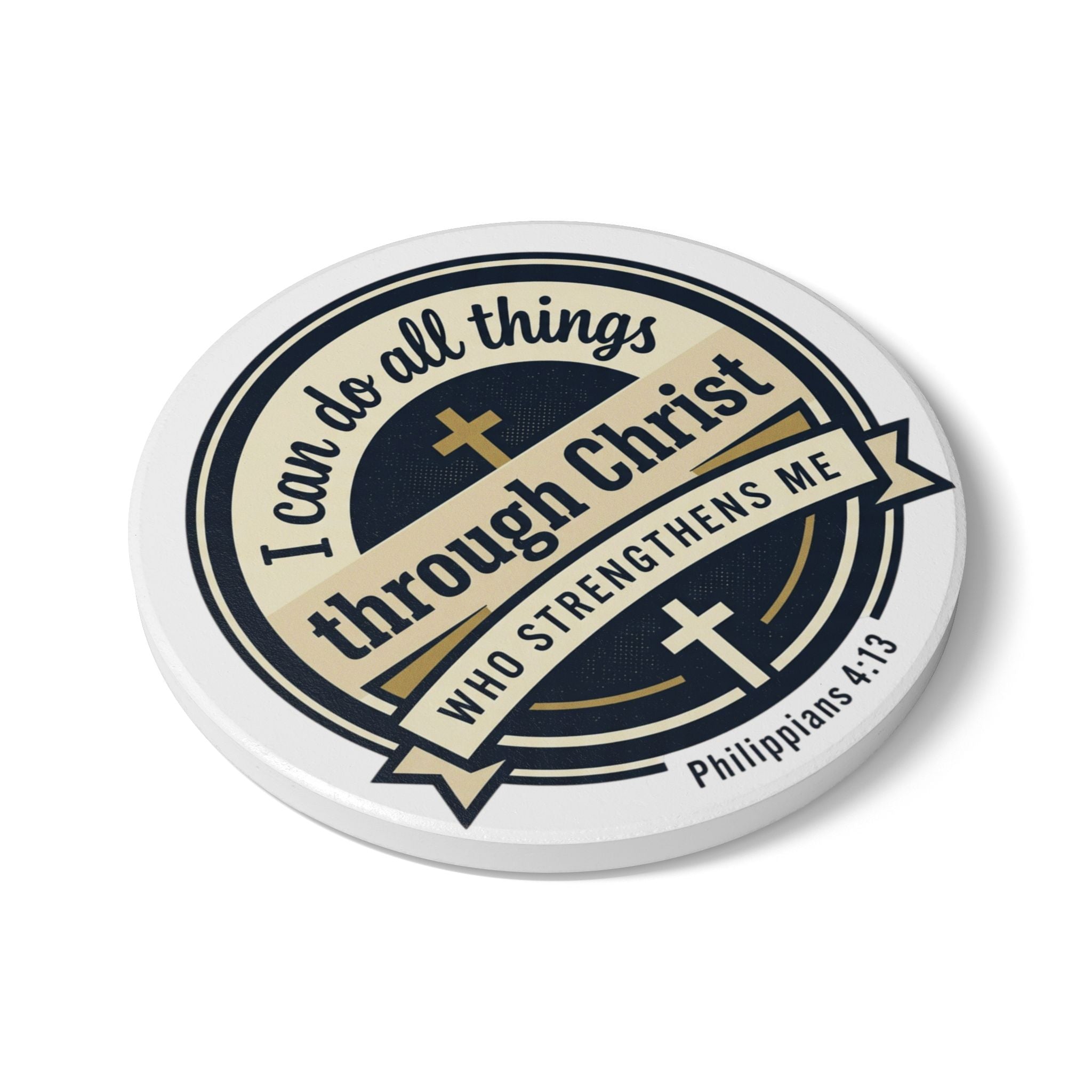 Philippians 4:13 Verse Graphic — Ceramic Coaster (1pc)