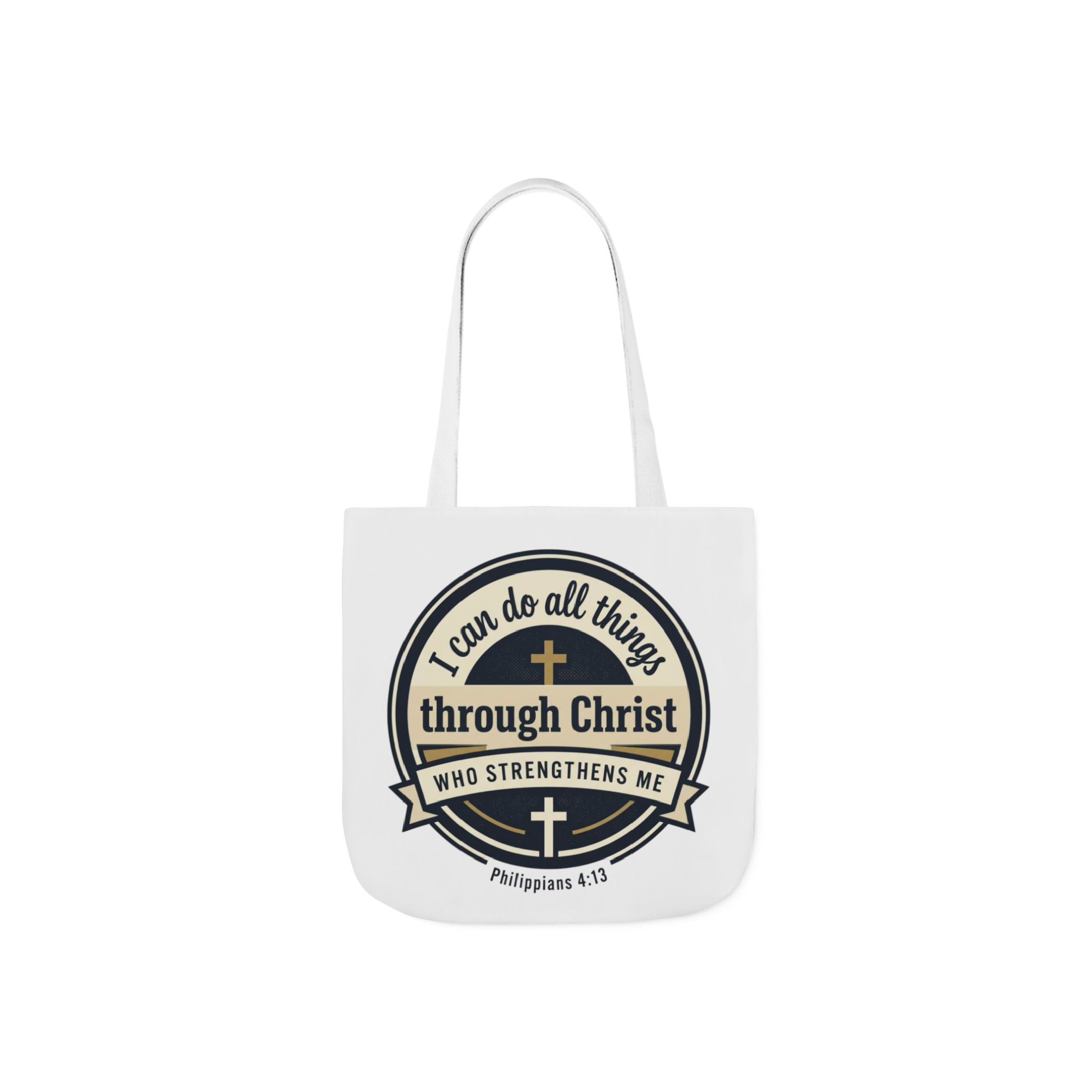 "I Can Do All Things Through Christ" Scripture Graphic — Canvas Tote Bag