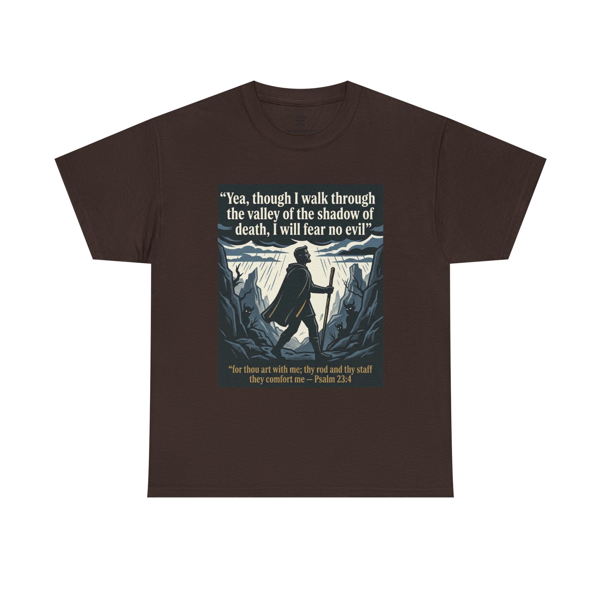 Psalm 23 'I Will Fear No Evil' Scripture Graphic - Unisex Heavy Cotton Tee