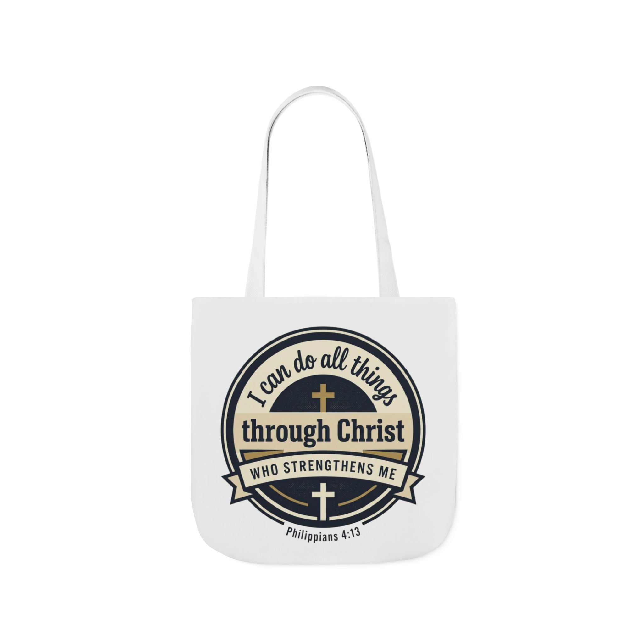 "I Can Do All Things Through Christ" Scripture Graphic — Canvas Tote Bag
