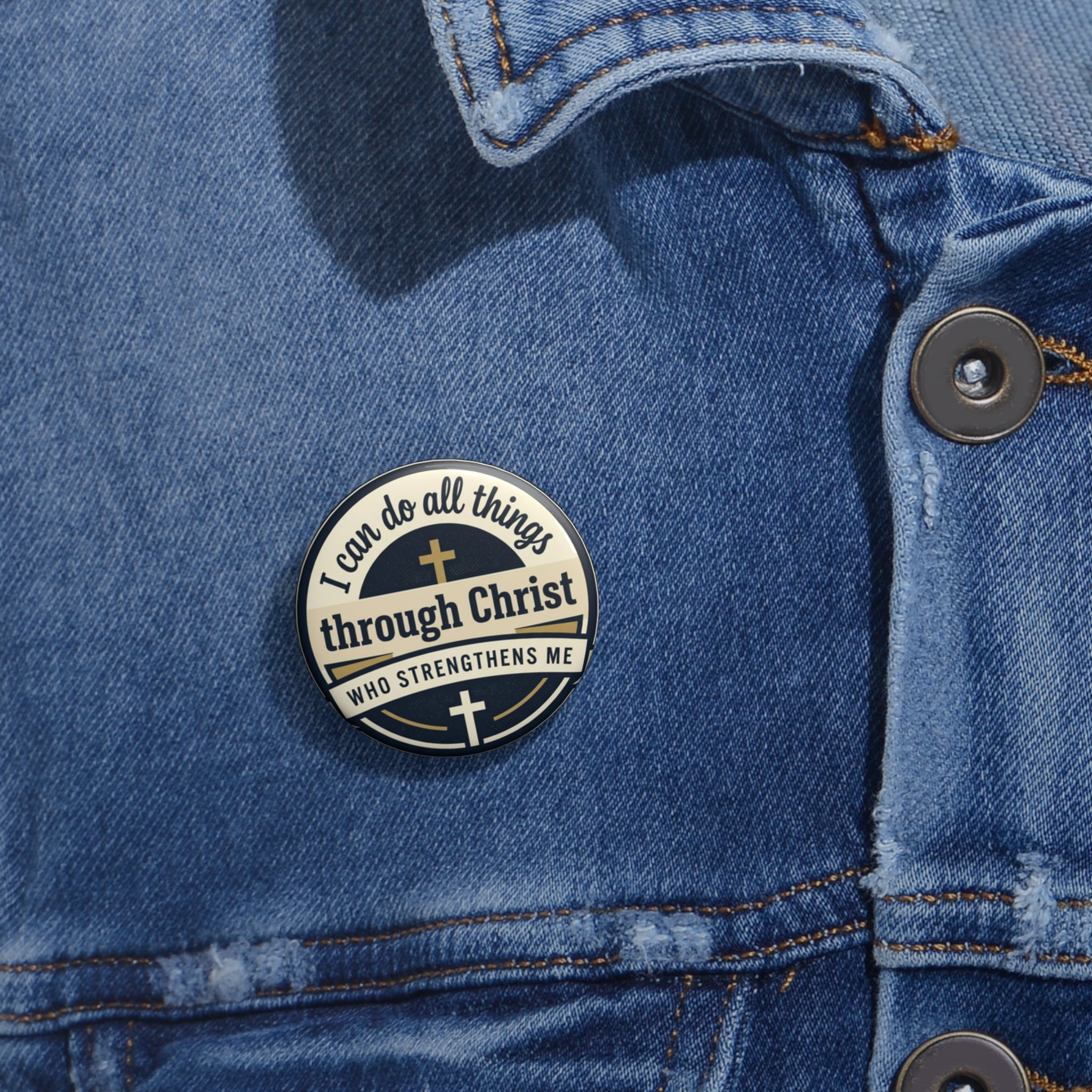 Philippians 4:13 Verse Graphic — Pin Button (1pc)