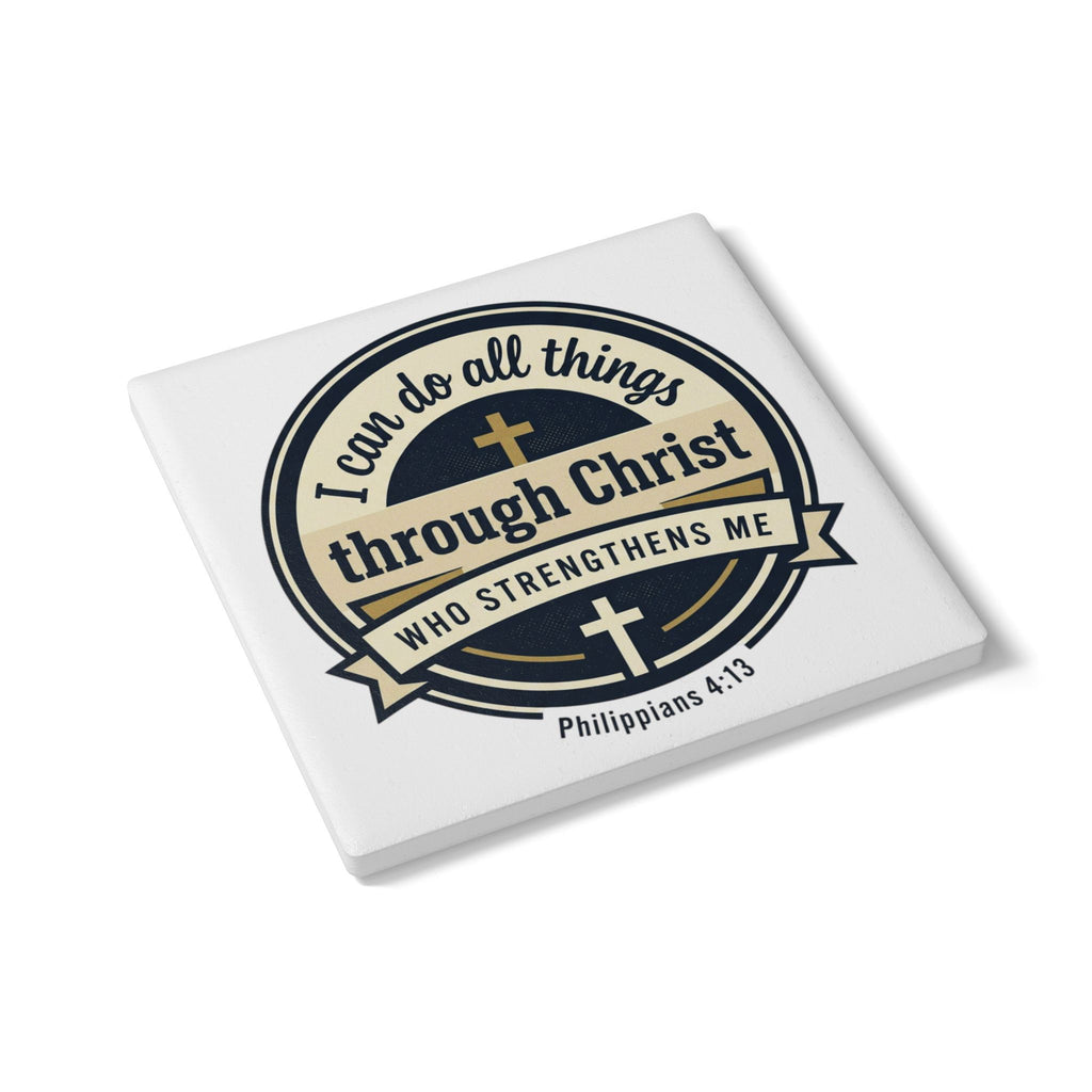 Philippians 4:13 Verse Graphic — Ceramic Coaster (1pc)
