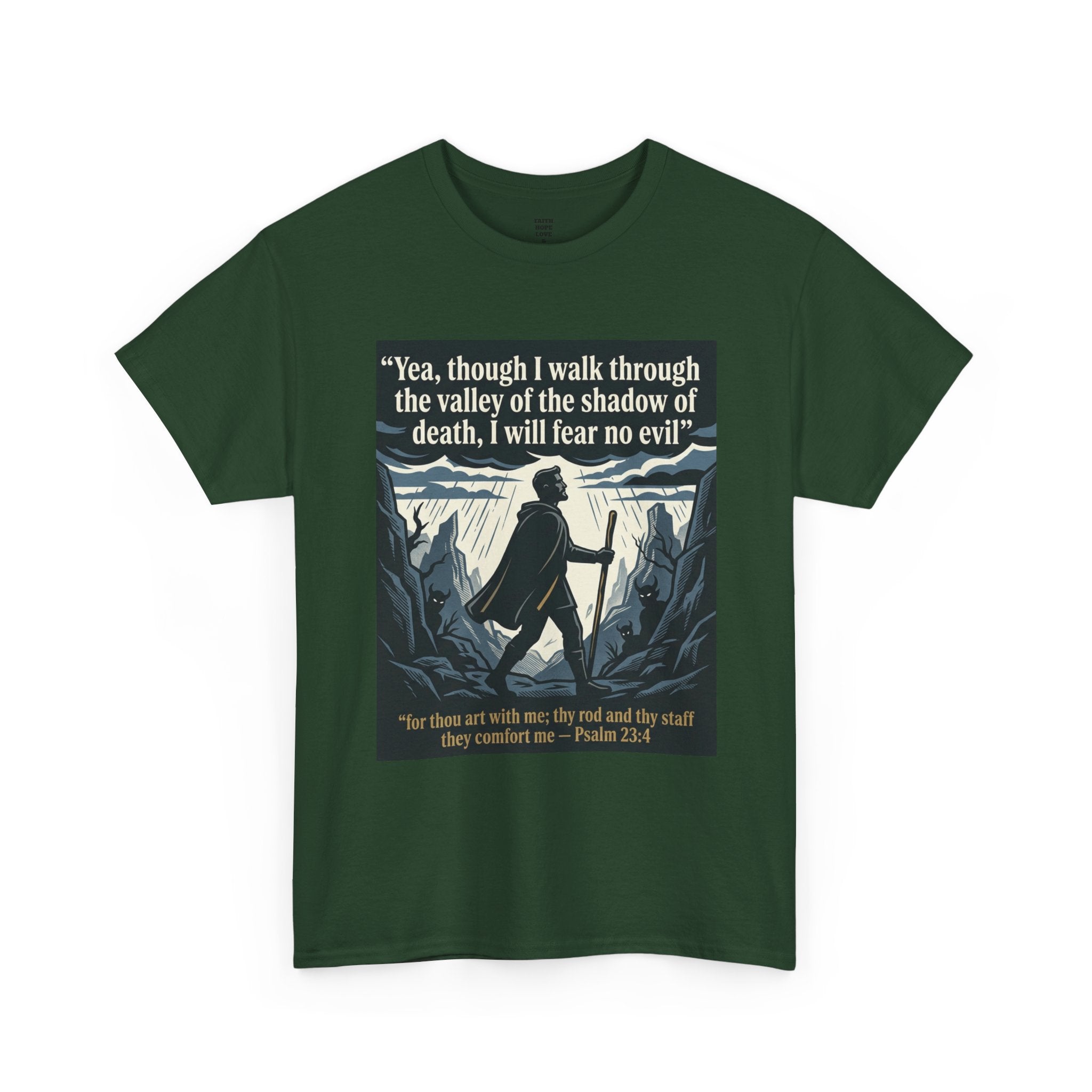 Psalm 23 'I Will Fear No Evil' Scripture Graphic - Unisex Heavy Cotton Tee