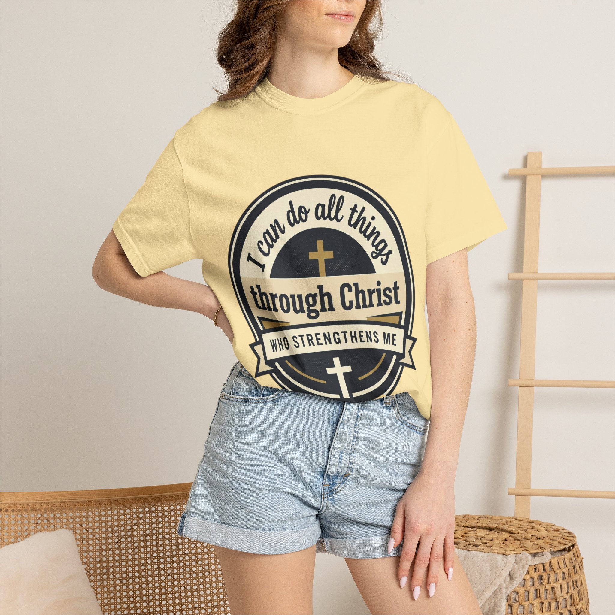 Unisex Garment-Dyed T-shirt | Philippians 4:13 Scripture Graphic