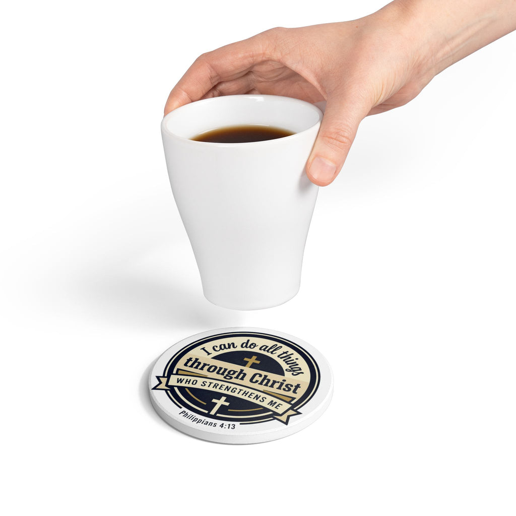 Philippians 4:13 Verse Graphic — Ceramic Coaster (1pc)
