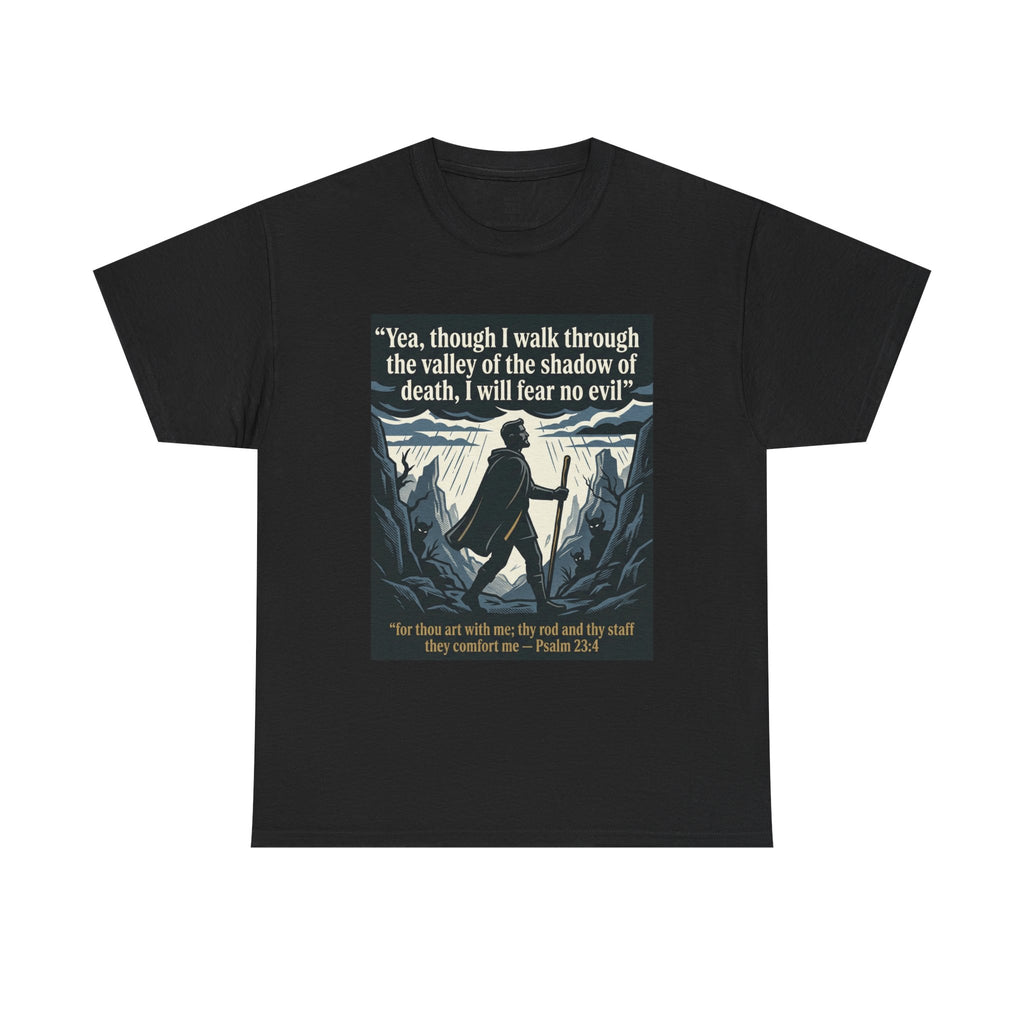 Psalm 23 'I Will Fear No Evil' Scripture Graphic - Unisex Heavy Cotton Tee