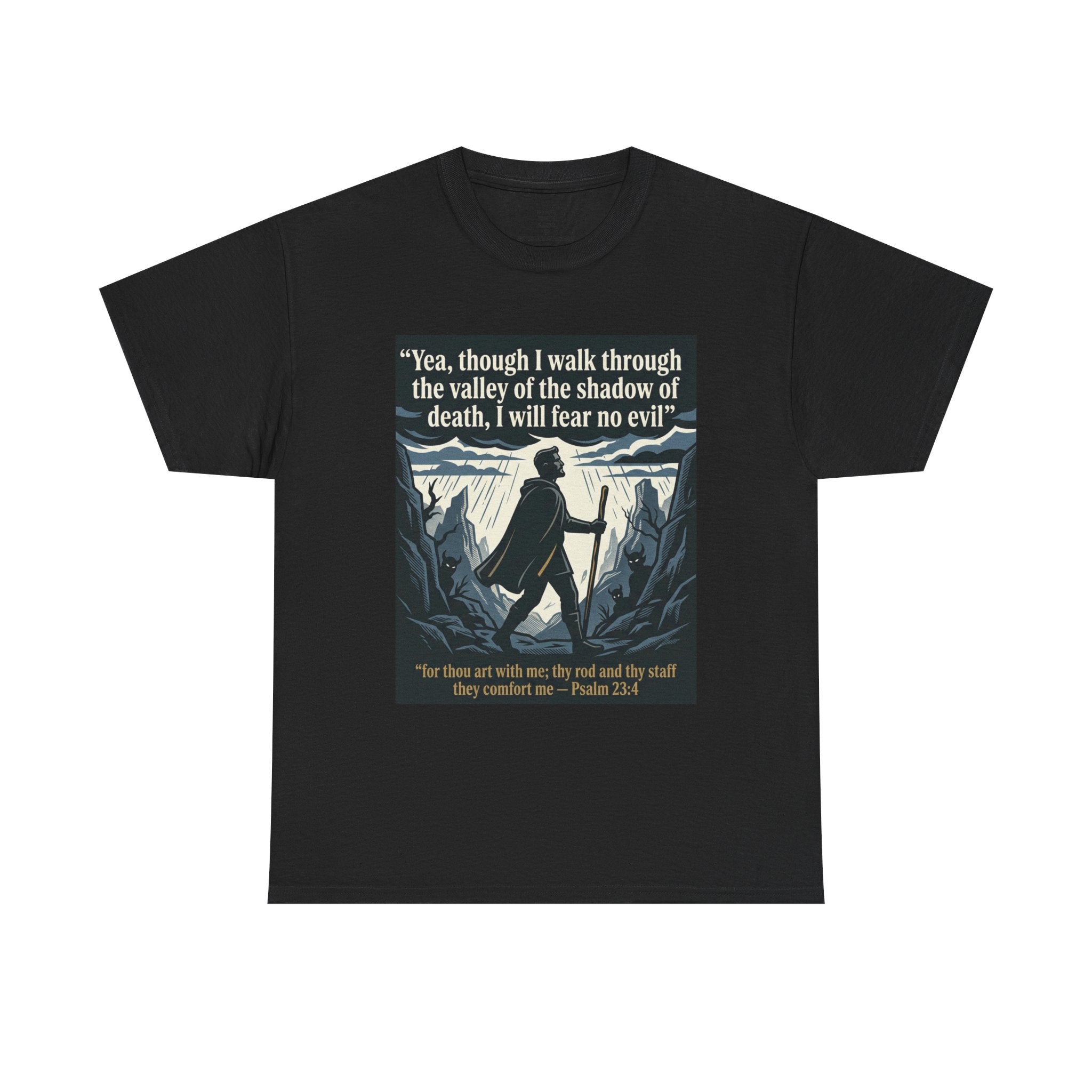 Psalm 23 'I Will Fear No Evil' Scripture Graphic - Unisex Heavy Cotton Tee