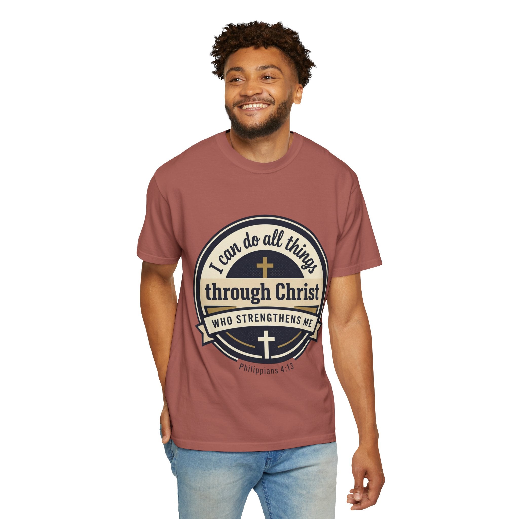 Unisex Garment-Dyed T-shirt | Philippians 4:13 Scripture Graphic
