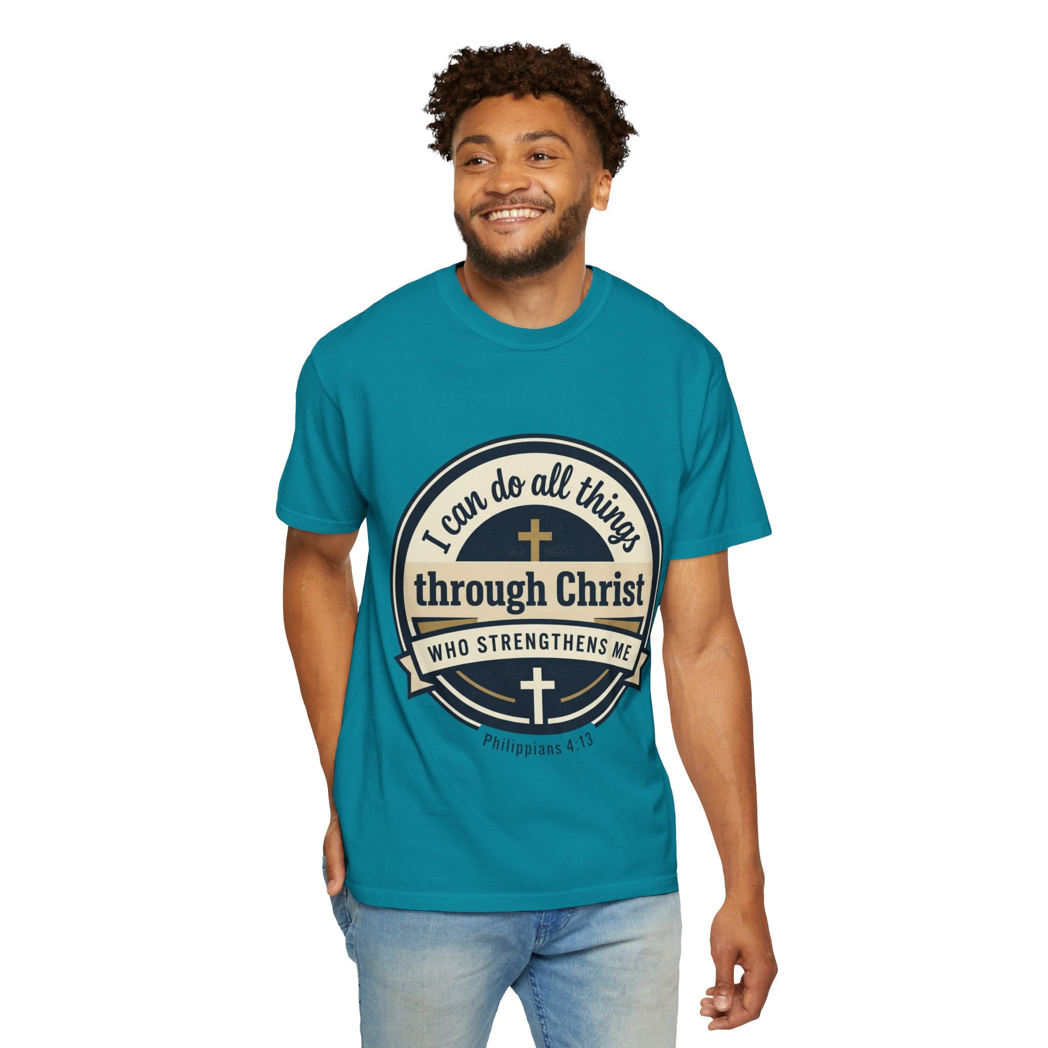 Unisex Garment-Dyed T-shirt | Philippians 4:13 Scripture Graphic