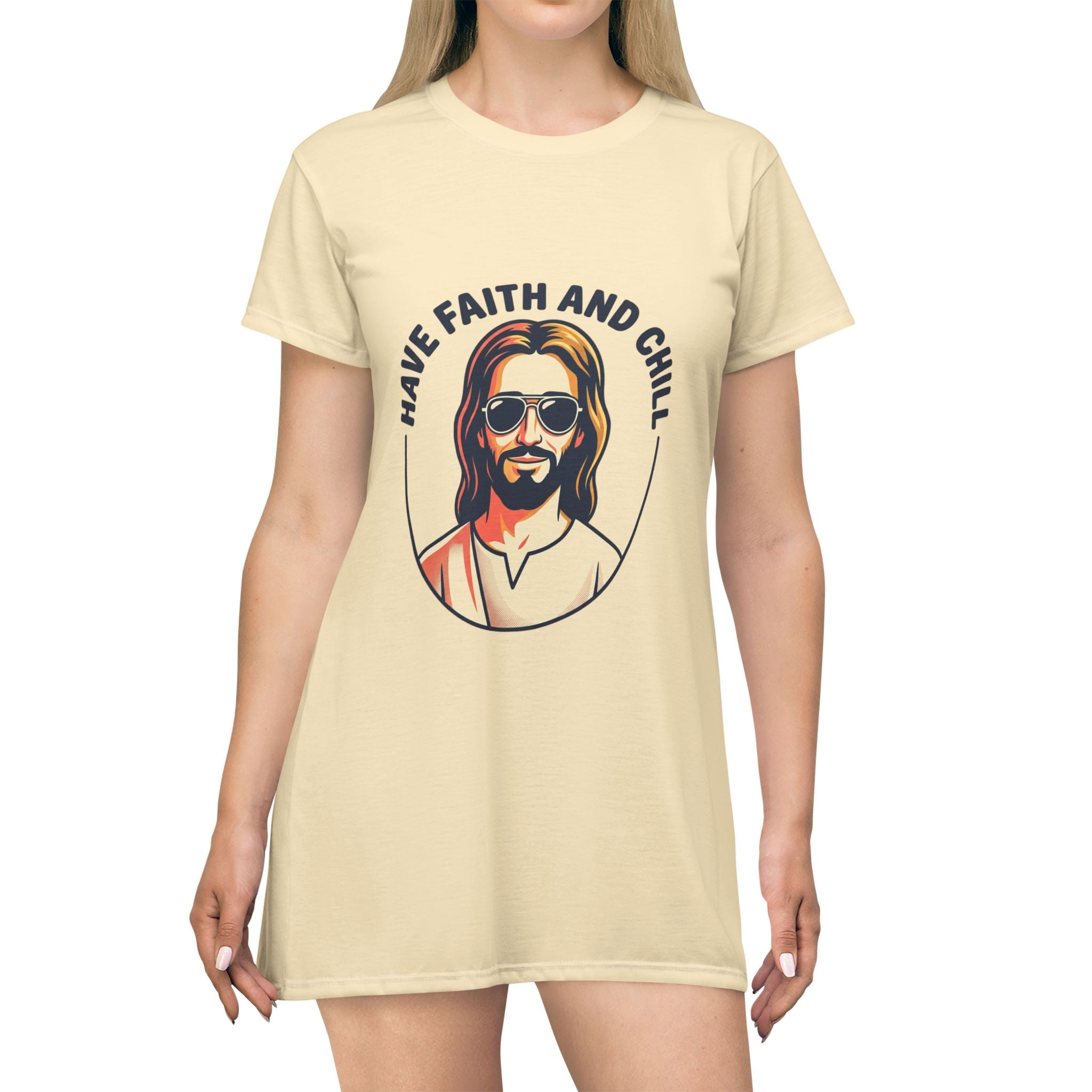Have Faith and Chill T-Shirt Dress (AOP)