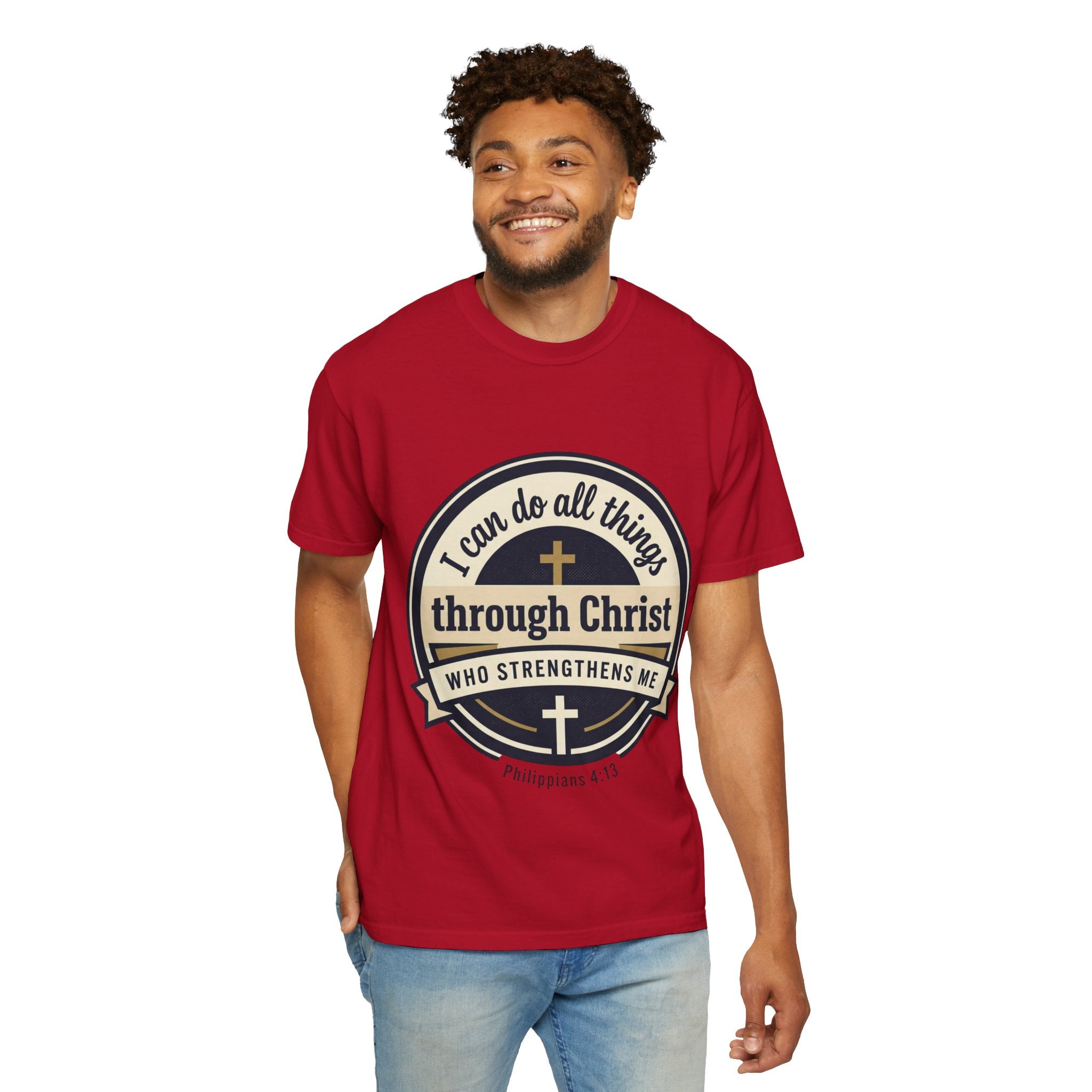 Unisex Garment-Dyed T-shirt | Philippians 4:13 Scripture Graphic