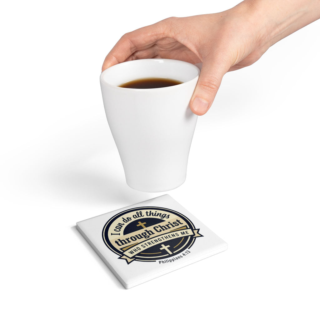 Philippians 4:13 Verse Graphic — Ceramic Coaster (1pc)