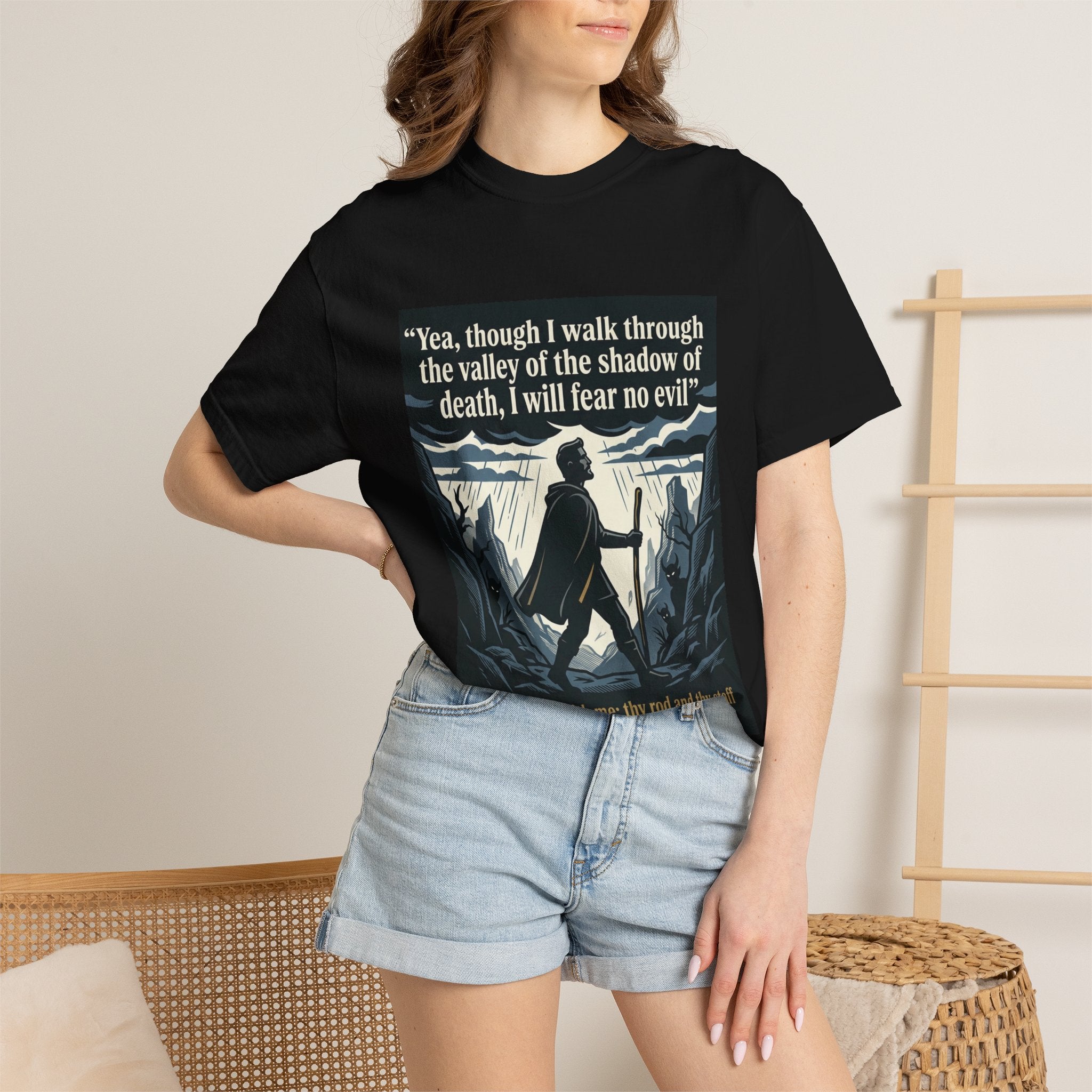 Unisex Garment-Dyed T-shirt | Psalm 23:4 Scripture Graphic