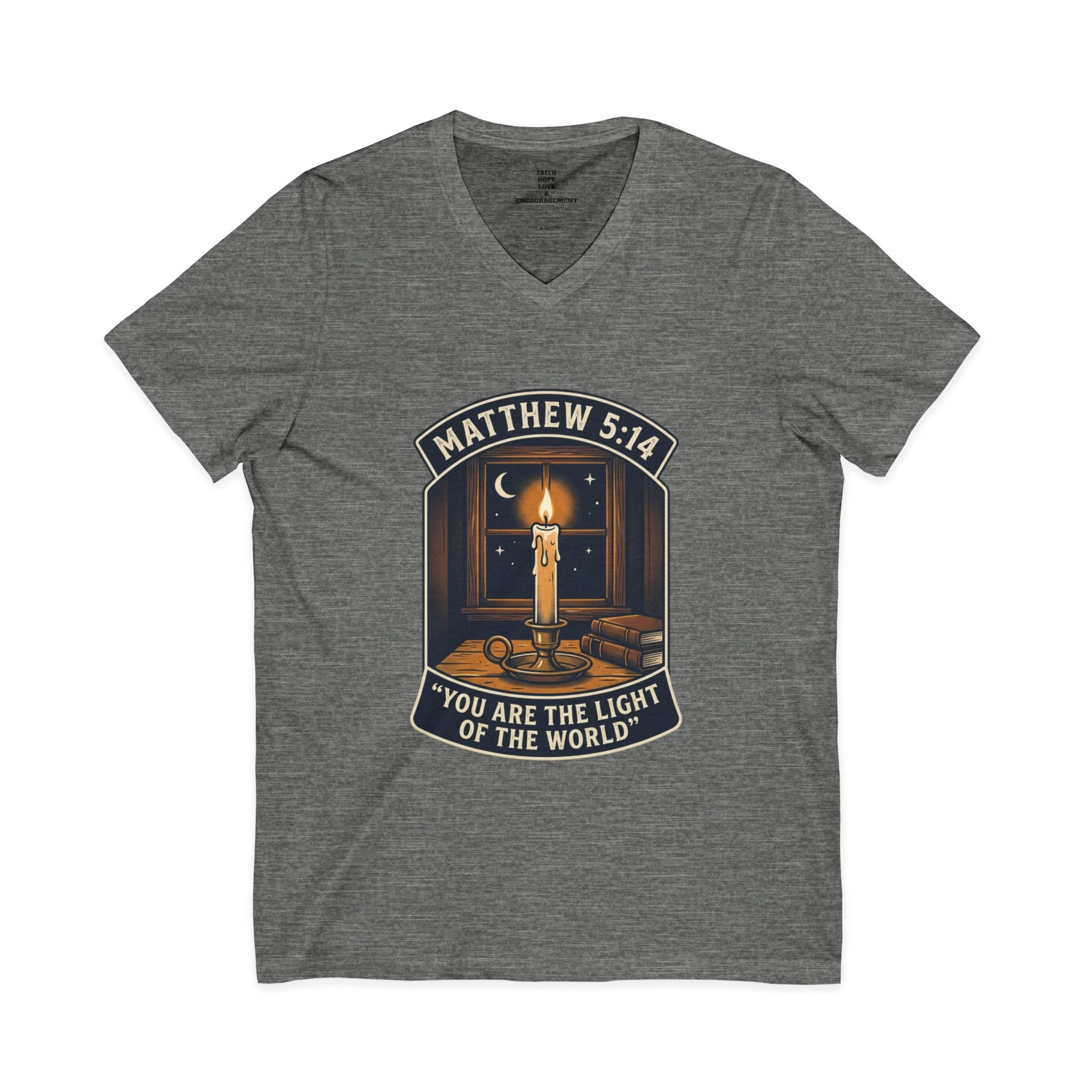 “You Are the Light of the World” Inspirational Christian Shirt — Unisex Jersey Short Sleeve V-Neck Tee