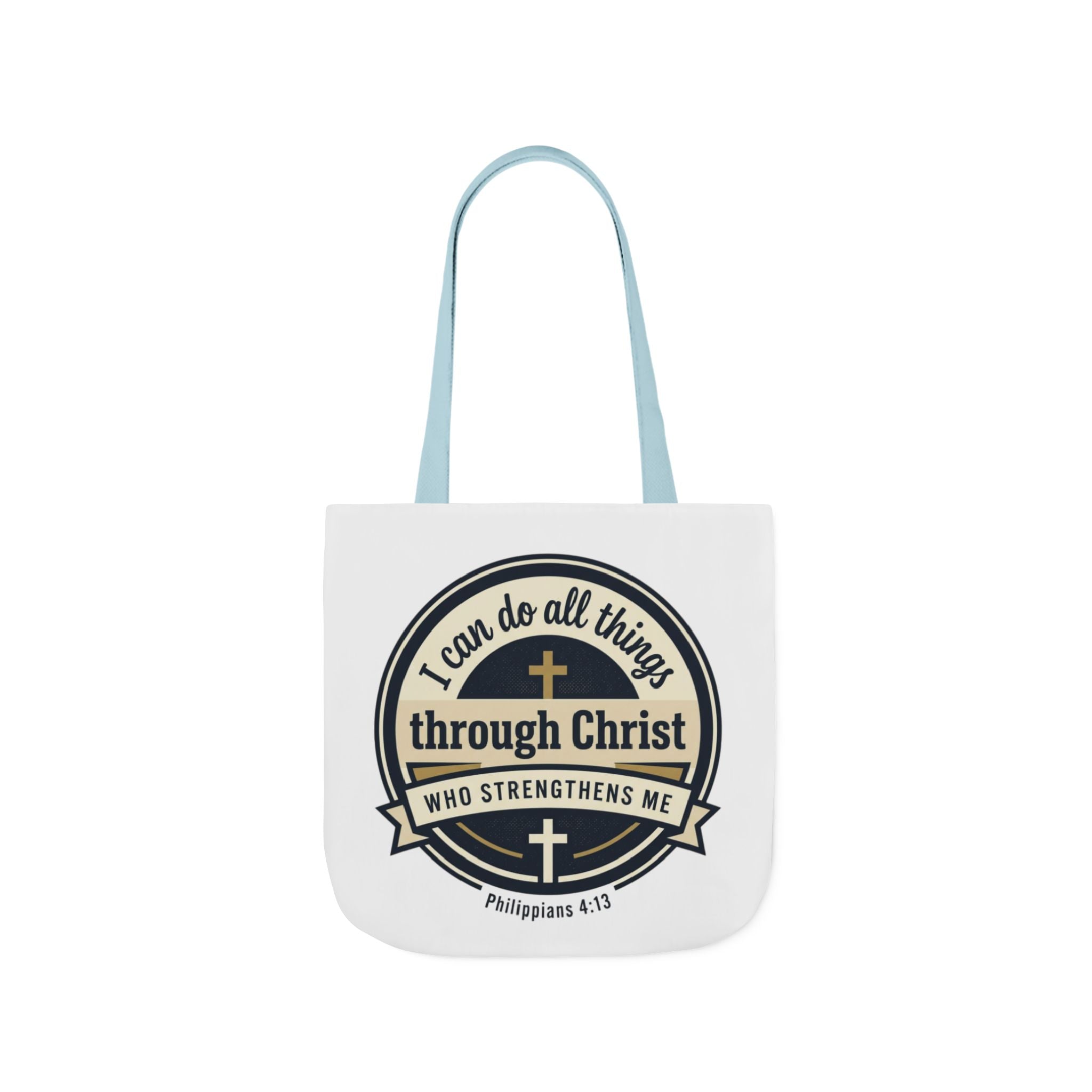 "I Can Do All Things Through Christ" Scripture Graphic — Canvas Tote Bag