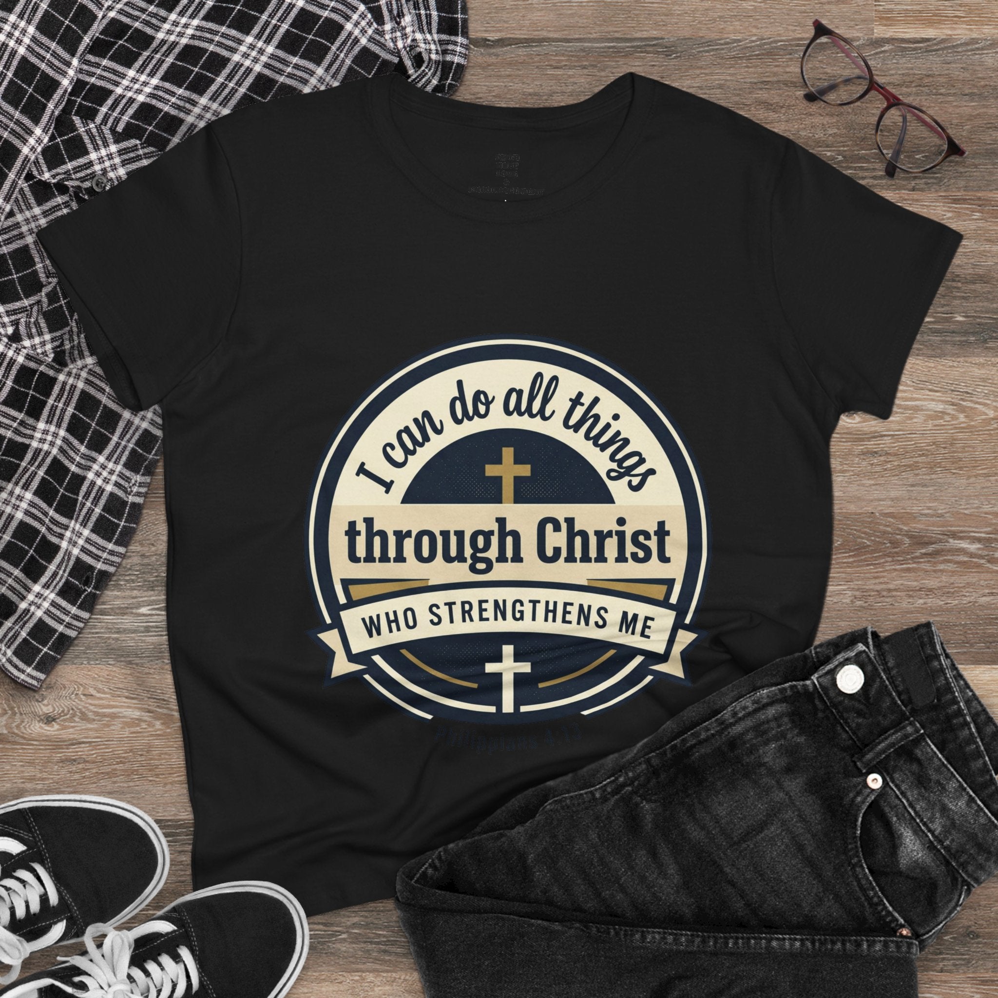 "I Can Do All Things Through Christ" Philippians 4:13 — Women's Midweight Cotton Tee