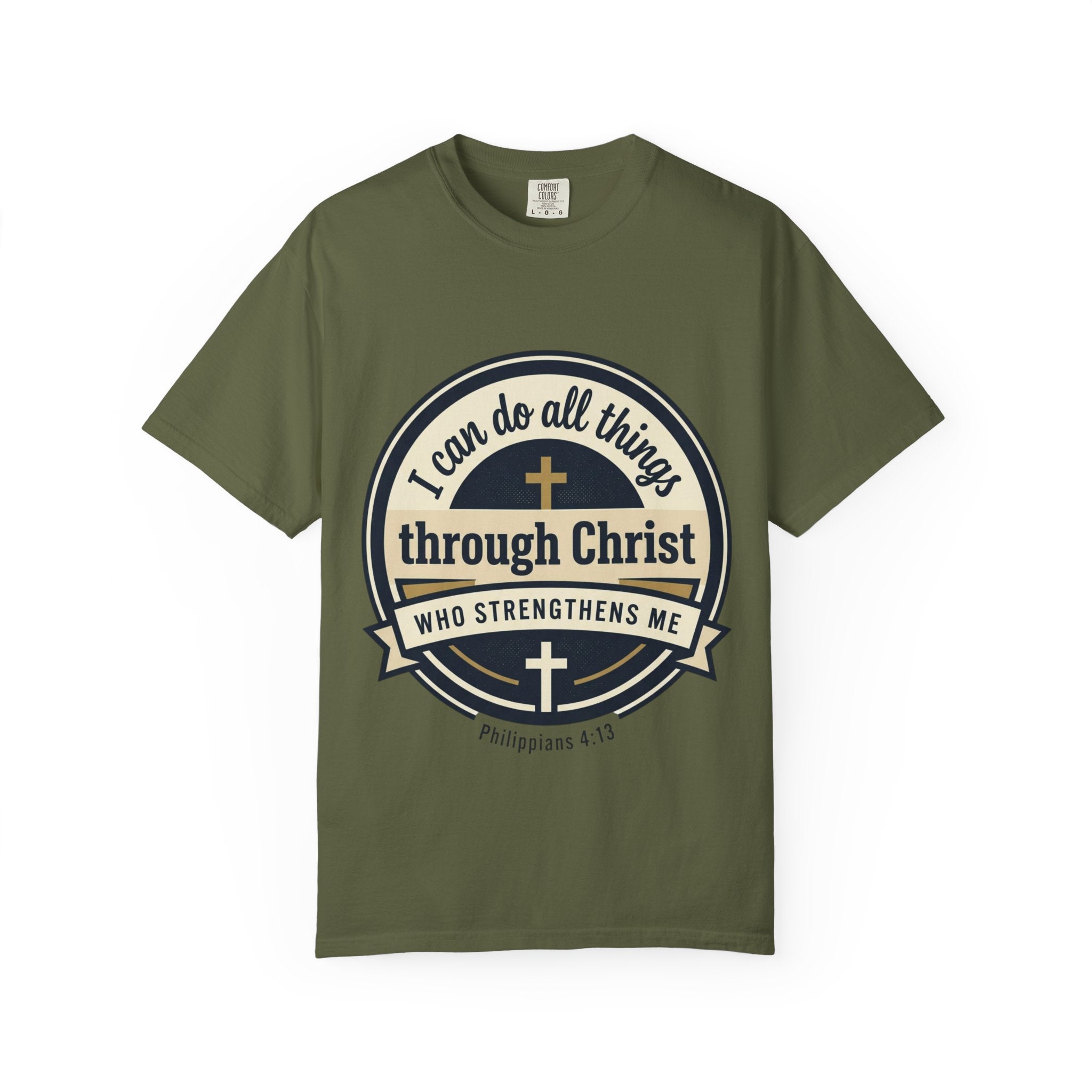 Unisex Garment-Dyed T-shirt | Philippians 4:13 Scripture Graphic