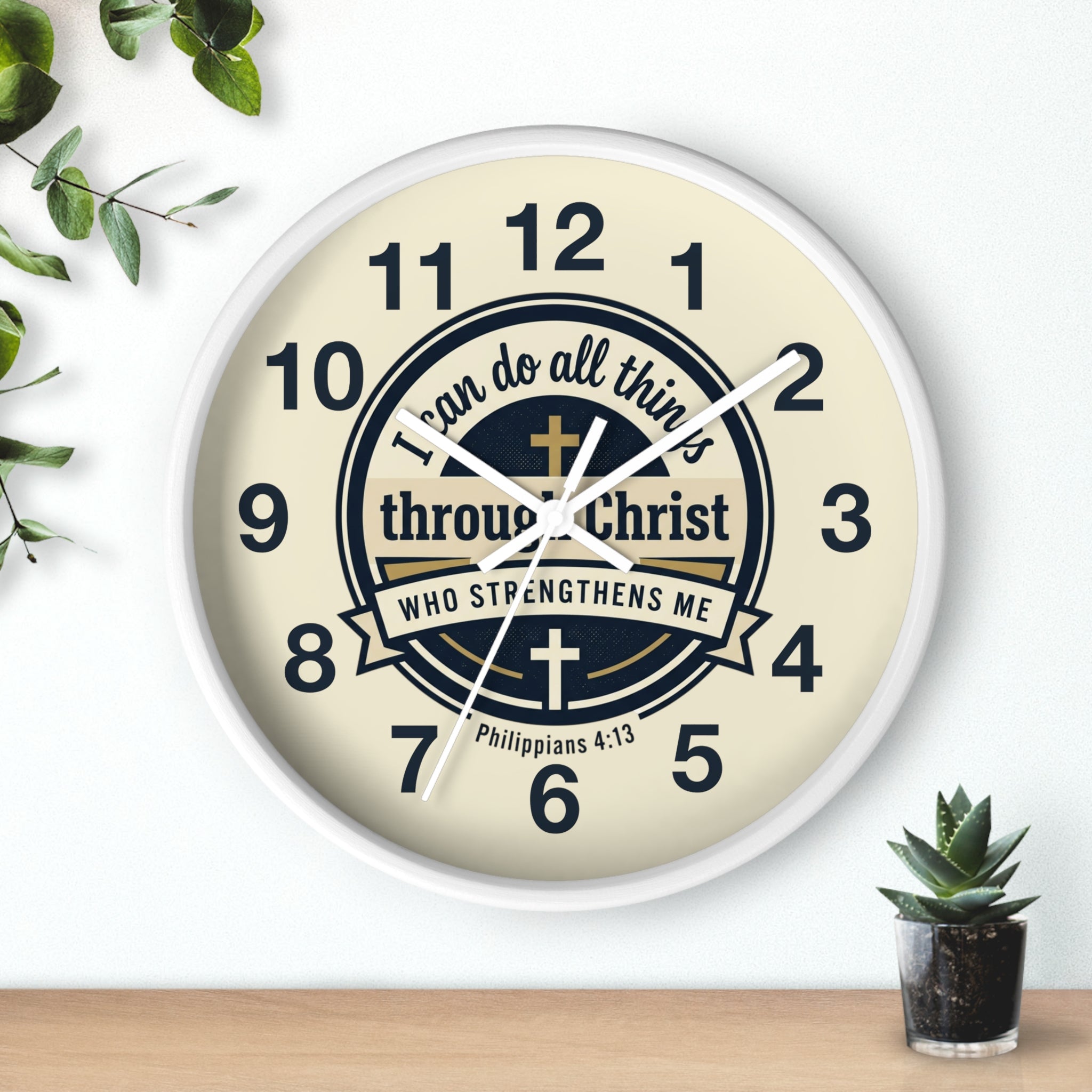 "I Can Do All Things Through Christ" Inspirational Wall Clock