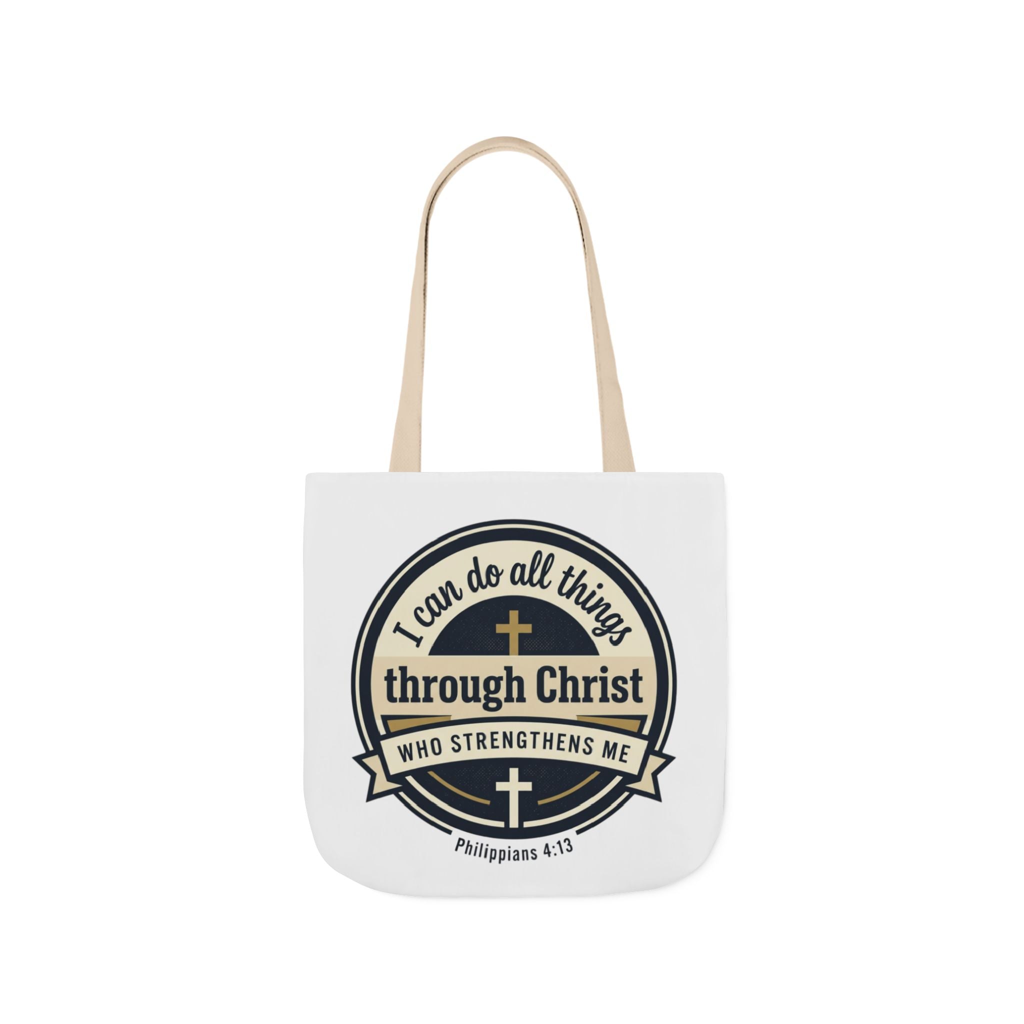 "I Can Do All Things Through Christ" Scripture Graphic — Canvas Tote Bag