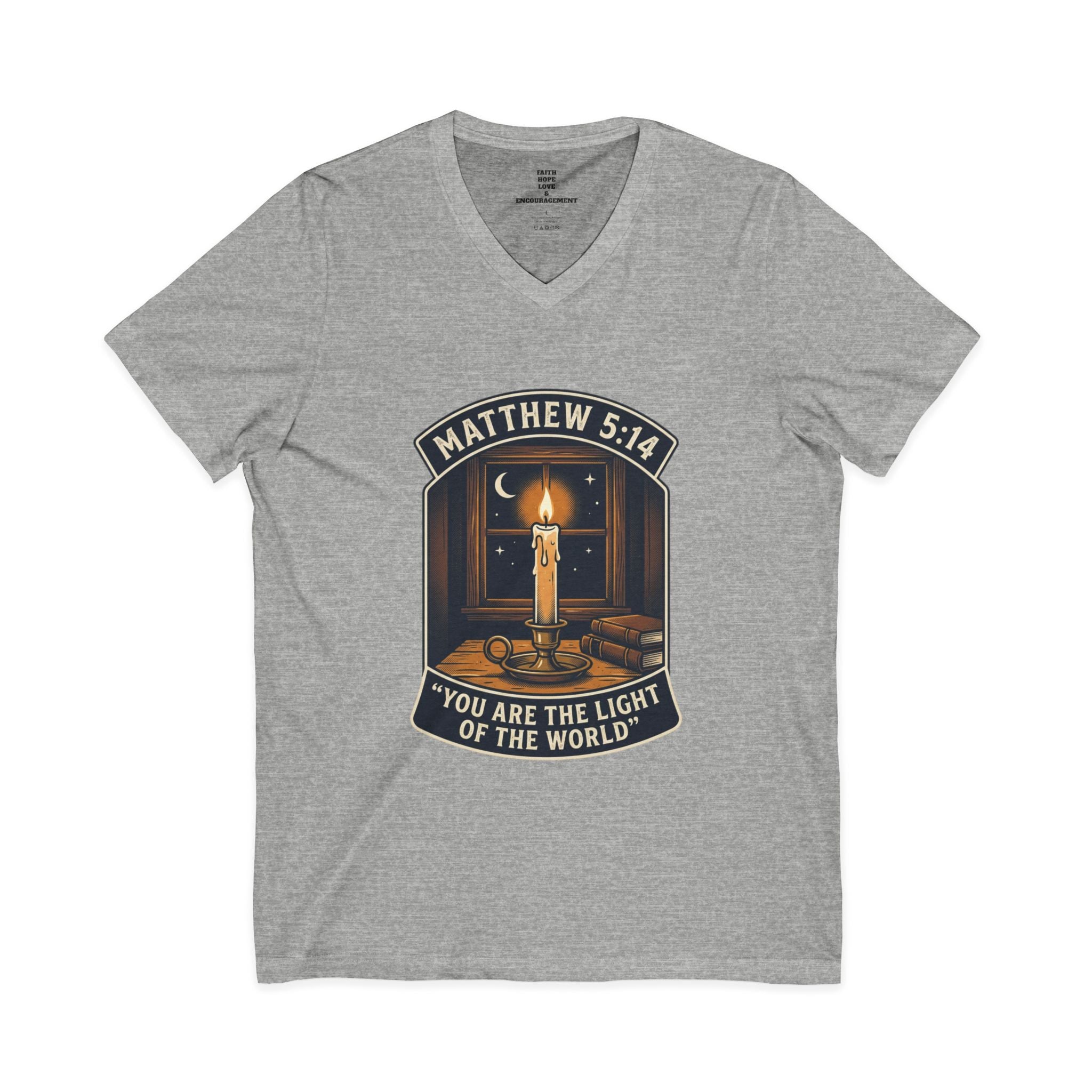 “You Are the Light of the World” Inspirational Christian Shirt — Unisex Jersey Short Sleeve V-Neck Tee