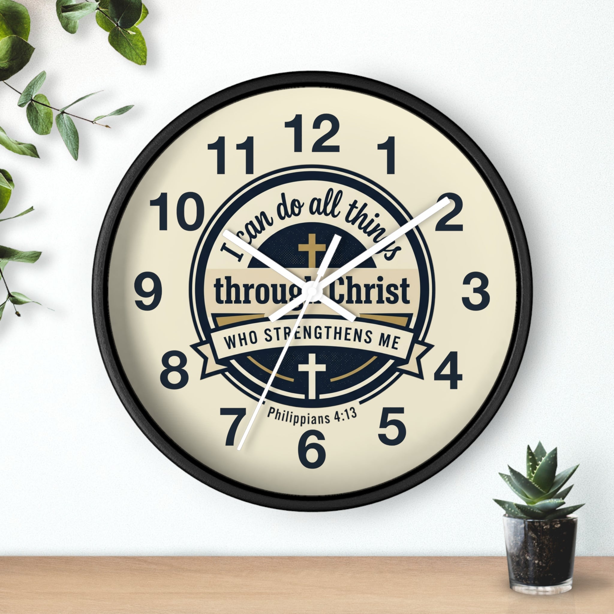 "I Can Do All Things Through Christ" Inspirational Wall Clock