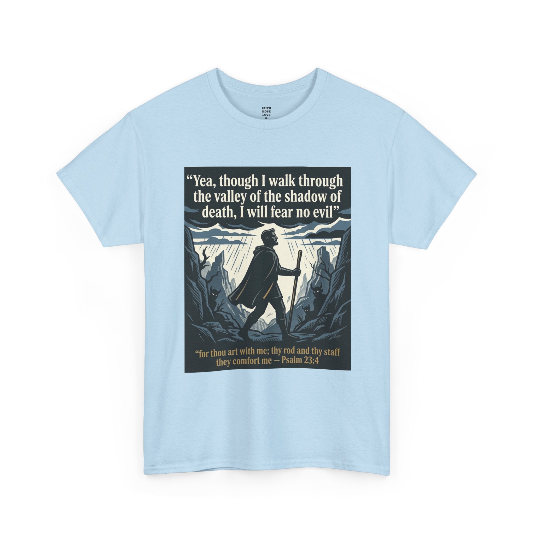 Psalm 23 'I Will Fear No Evil' Scripture Graphic - Unisex Heavy Cotton Tee