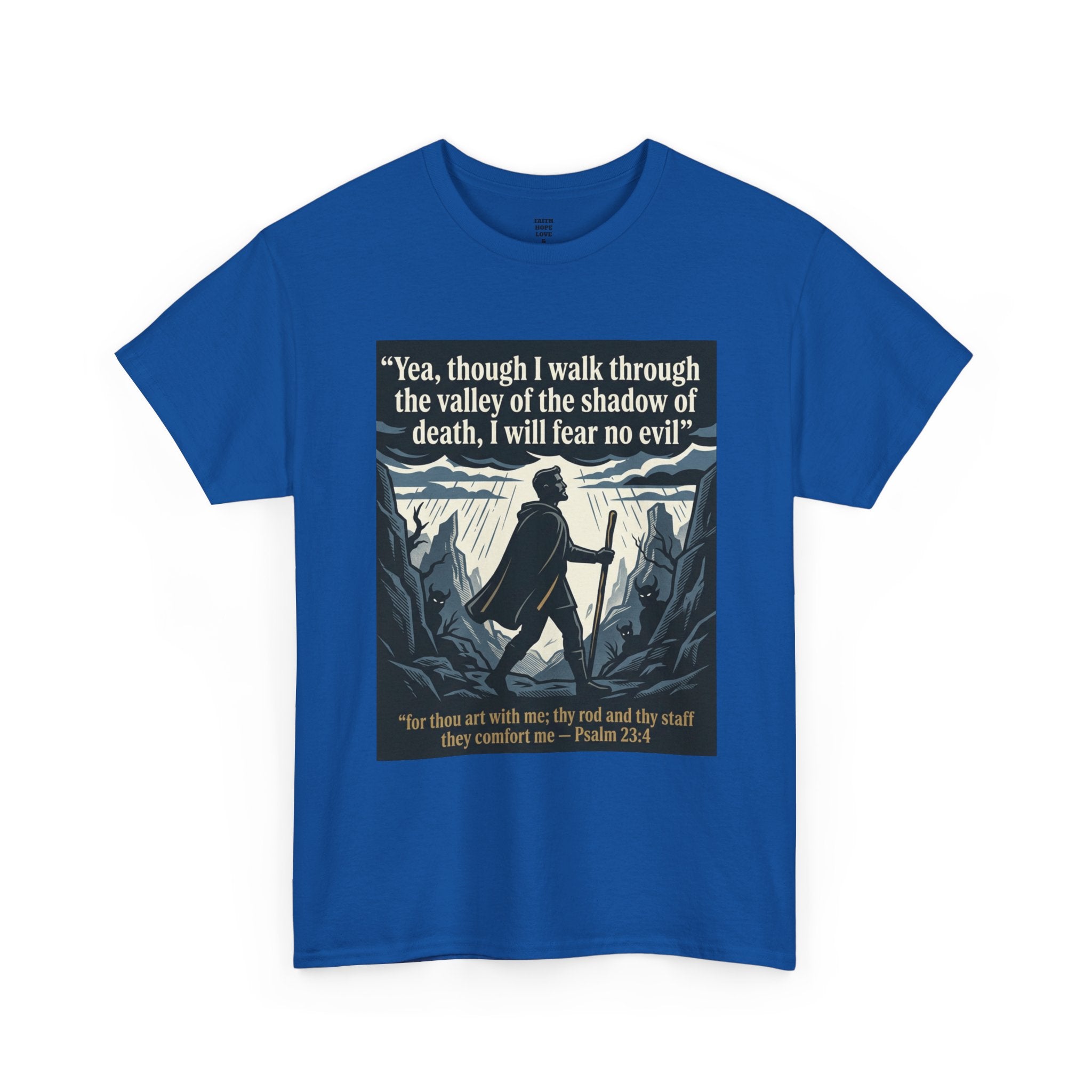Psalm 23 'I Will Fear No Evil' Scripture Graphic - Unisex Heavy Cotton Tee