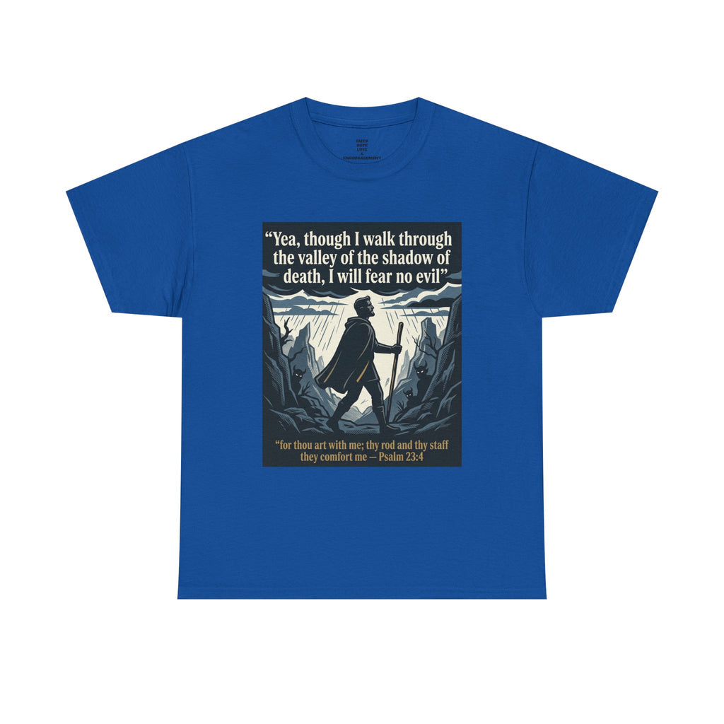 Psalm 23 'I Will Fear No Evil' Scripture Graphic - Unisex Heavy Cotton Tee