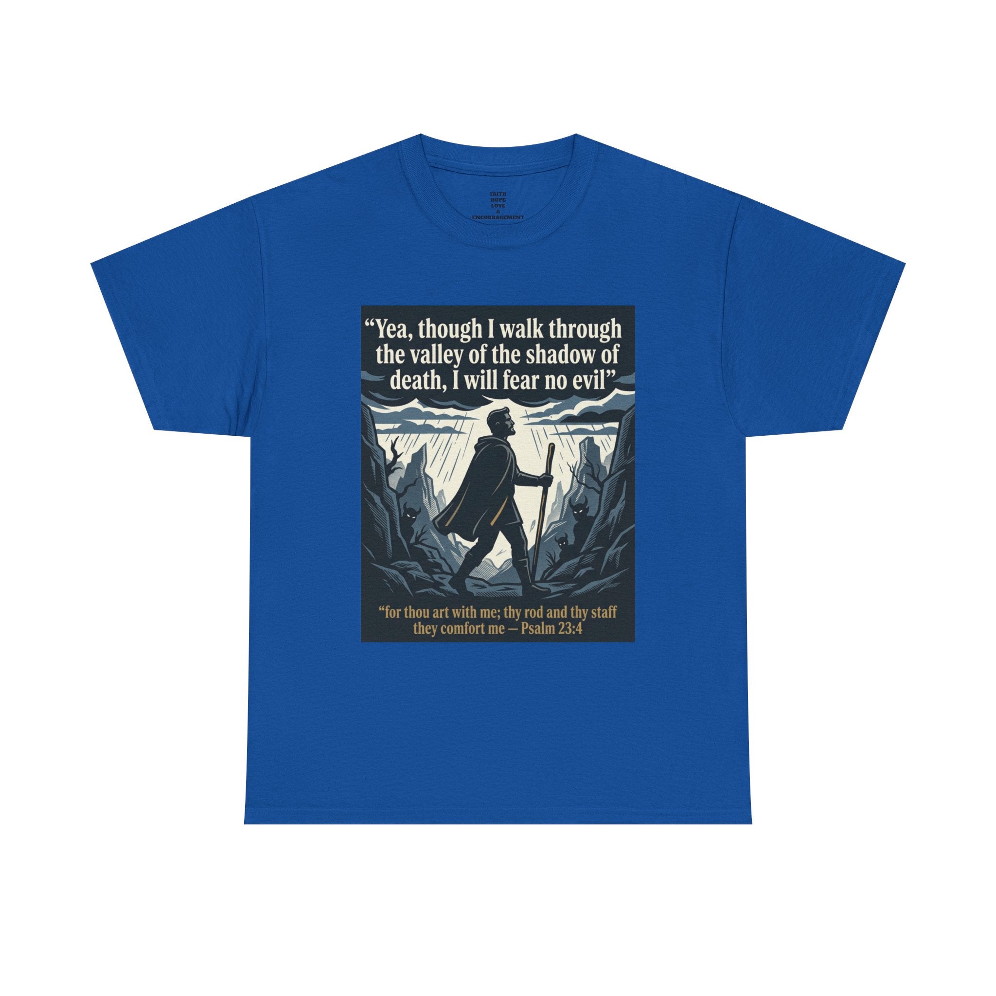 Psalm 23 'I Will Fear No Evil' Scripture Graphic - Unisex Heavy Cotton Tee