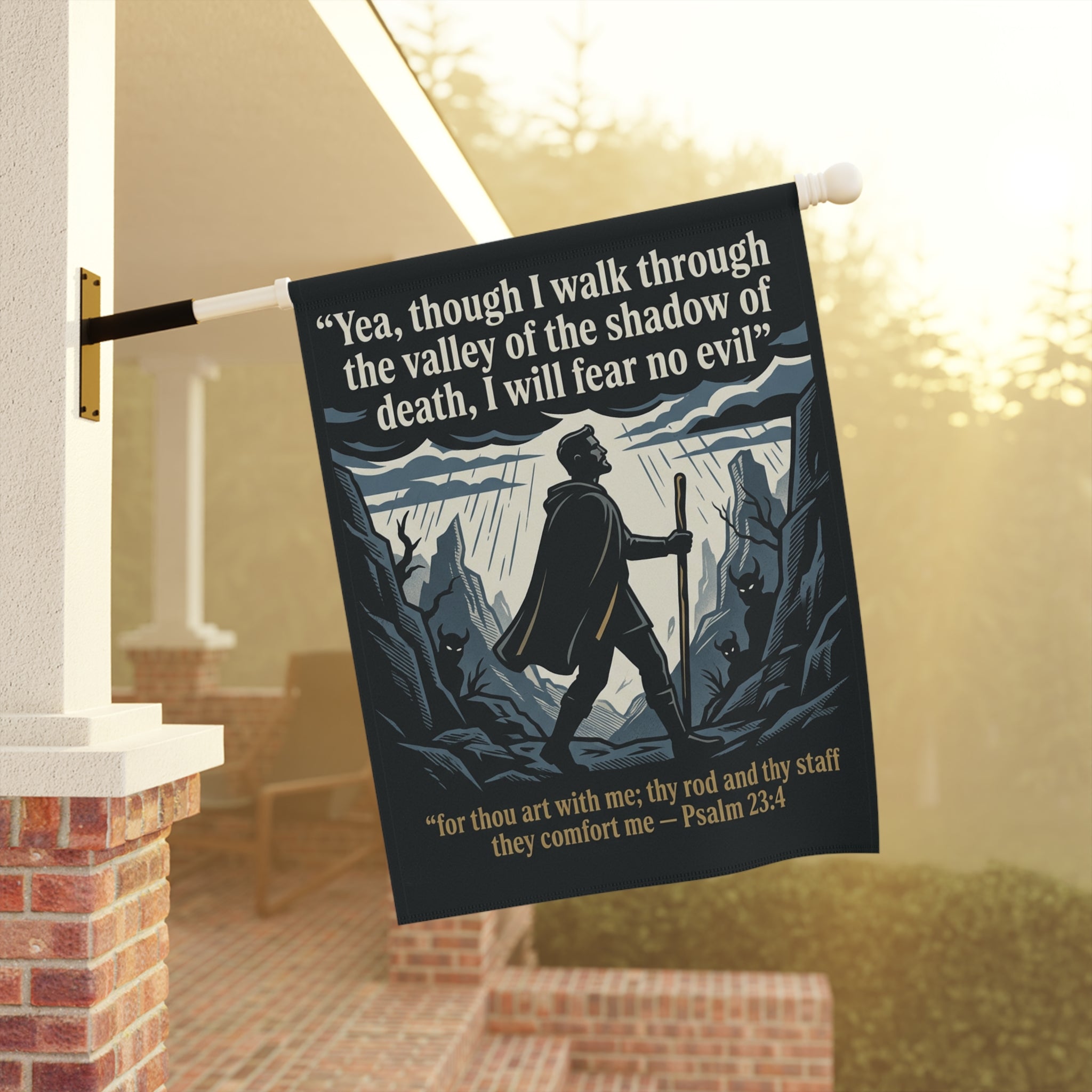 Psalm 23:4 Verse Graphic - Garden & House Banner