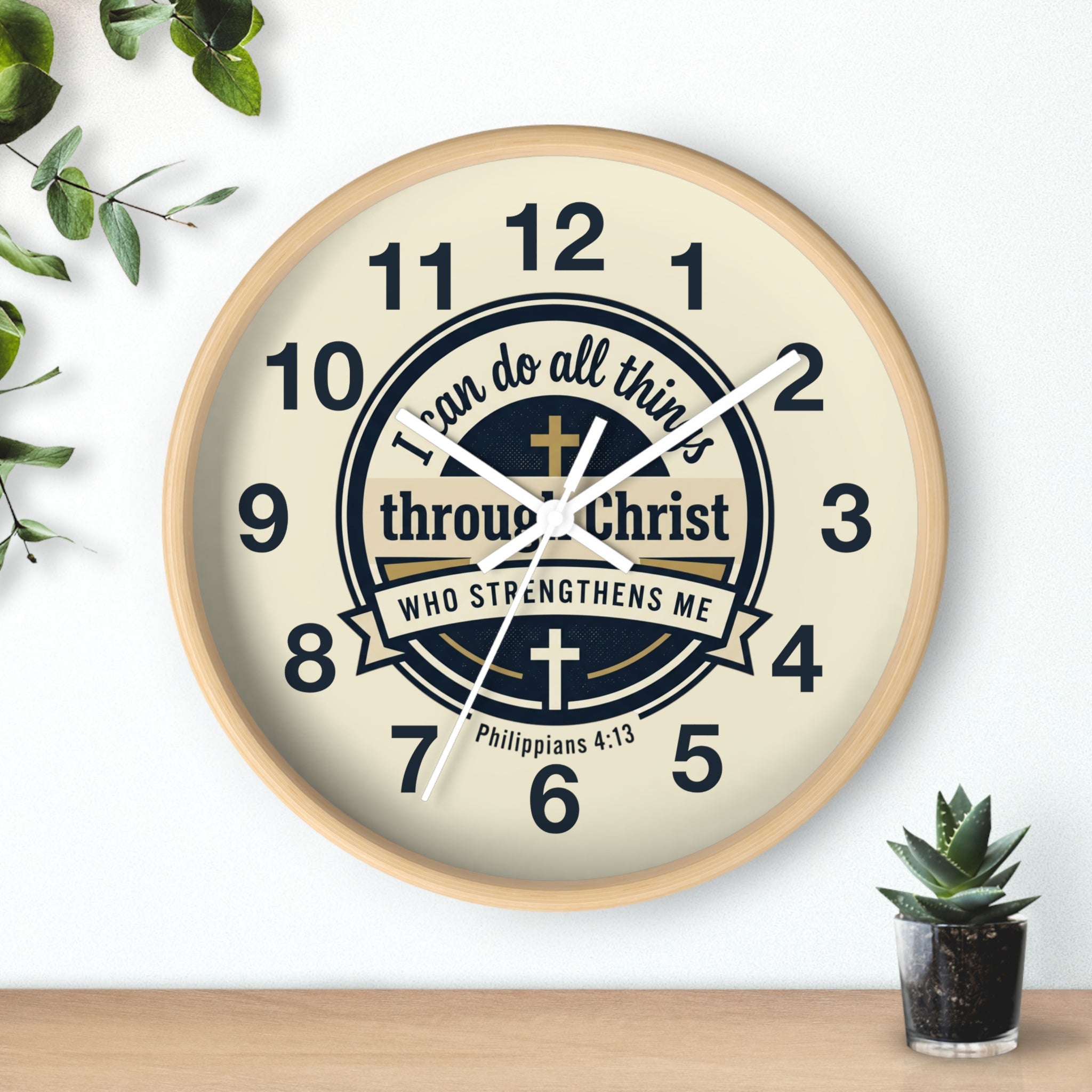 "I Can Do All Things Through Christ" Inspirational Wall Clock