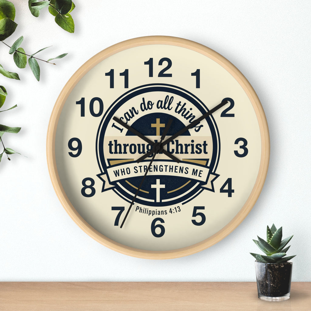 "I Can Do All Things Through Christ" Inspirational Wall Clock