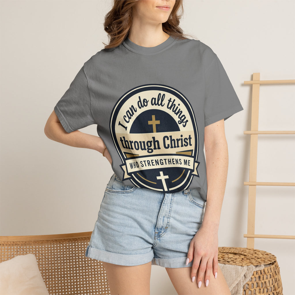 Unisex Garment-Dyed T-shirt | Philippians 4:13 Scripture Graphic