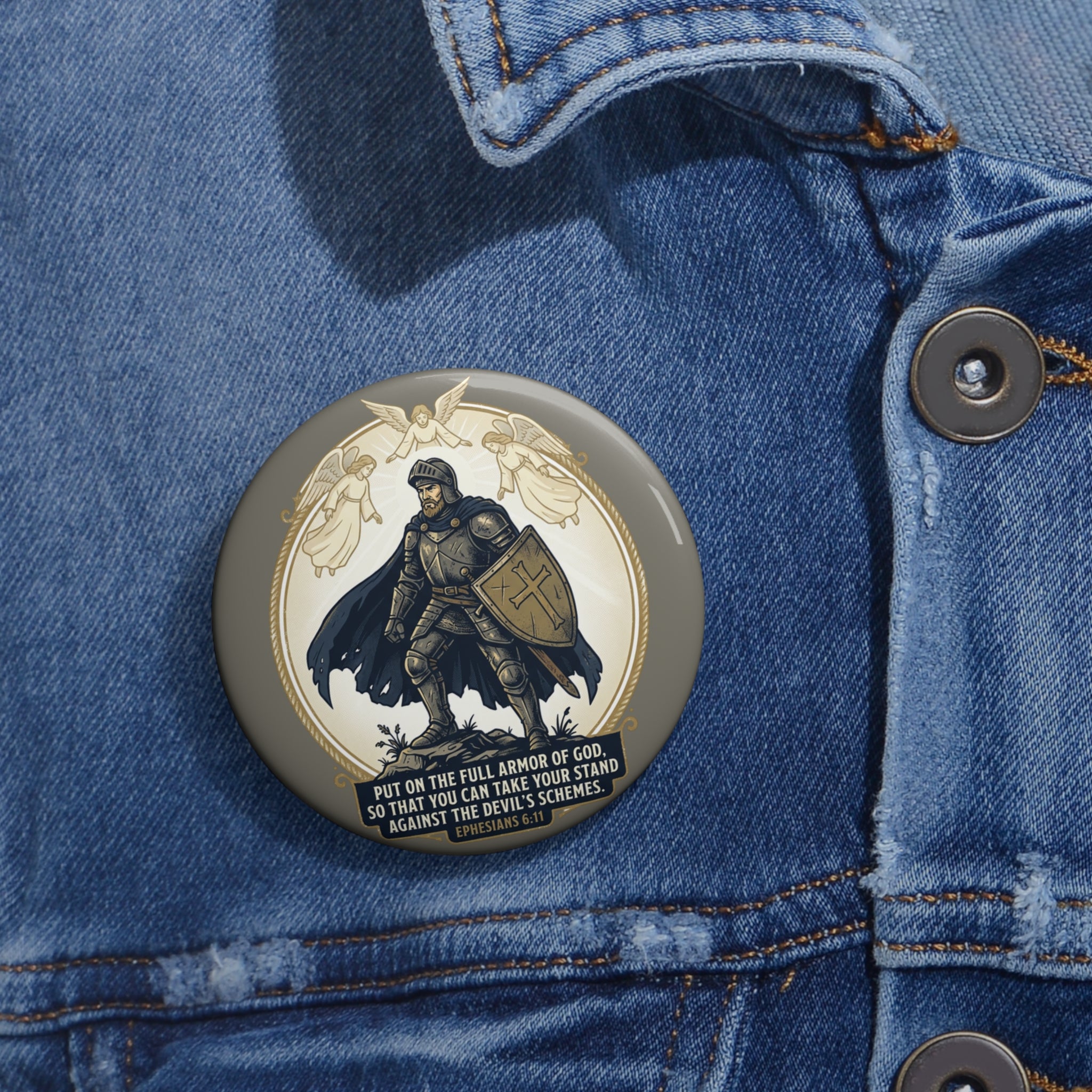 Armor of God Scripture Graphic — Pin Button (1pc)