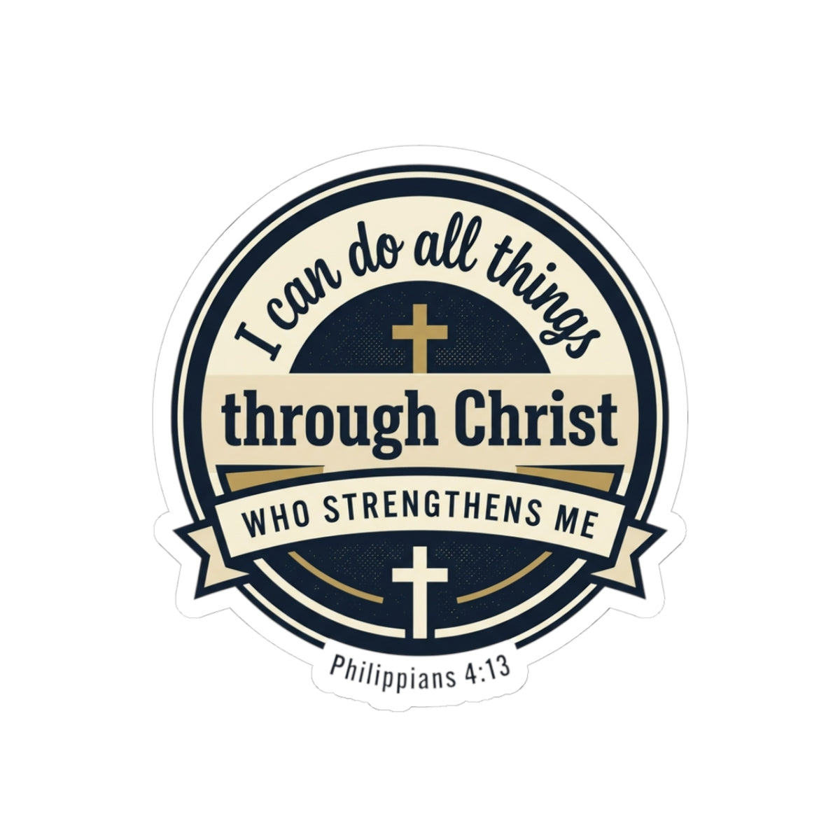"I Can Do All Things Through Christ" Scripture Graphic — Kiss-Cut Vinyl Sticker