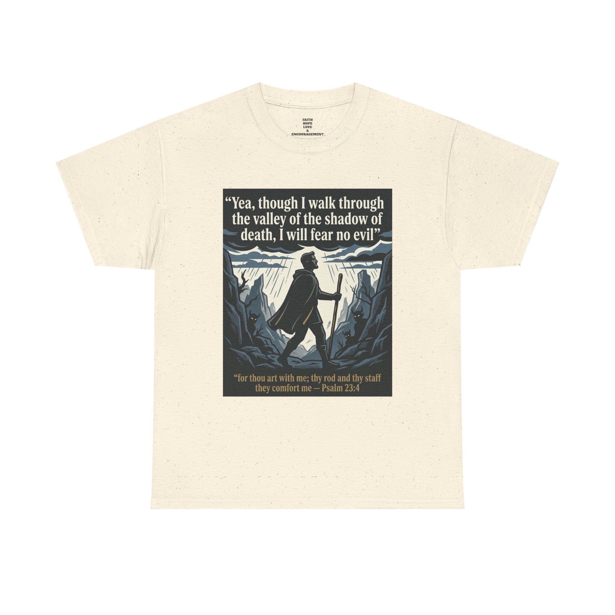 Psalm 23 'I Will Fear No Evil' Scripture Graphic - Unisex Heavy Cotton Tee