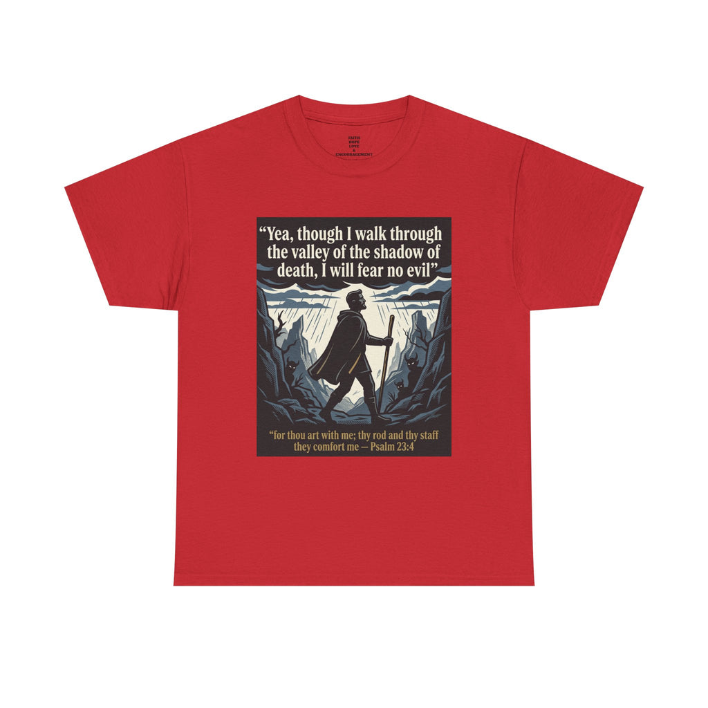 Psalm 23 'I Will Fear No Evil' Scripture Graphic - Unisex Heavy Cotton Tee