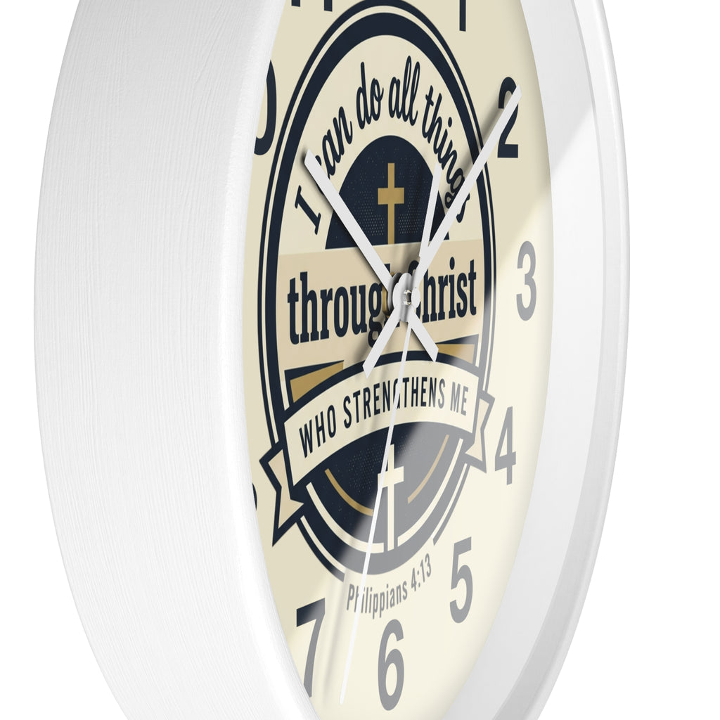 "I Can Do All Things Through Christ" Inspirational Wall Clock