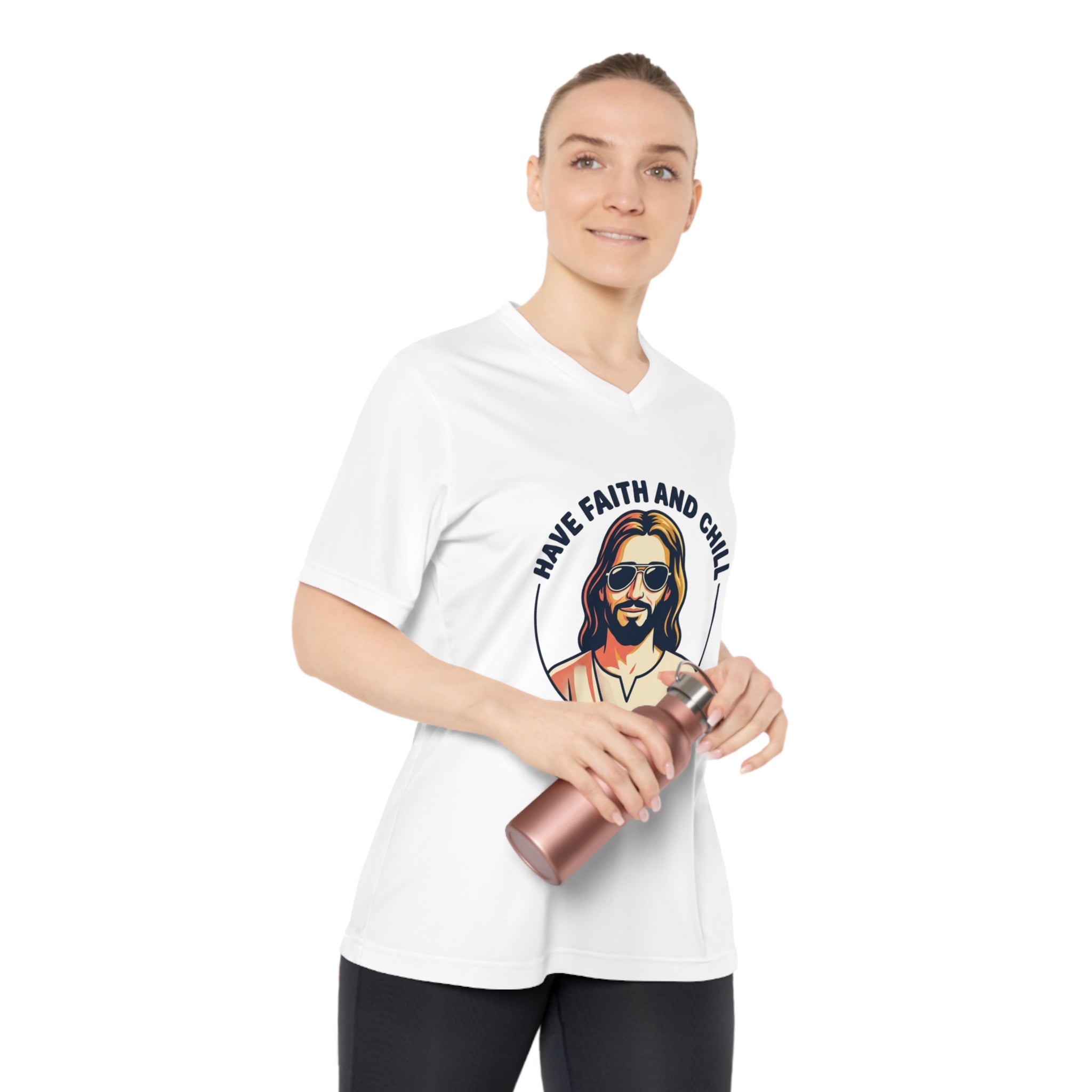 Have Faith and Chill - Women's Performance V-Neck T-Shirt