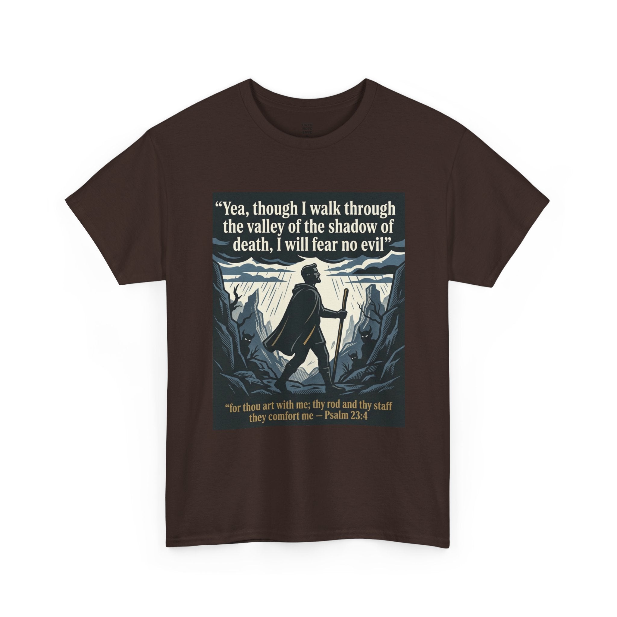Psalm 23 'I Will Fear No Evil' Scripture Graphic - Unisex Heavy Cotton Tee