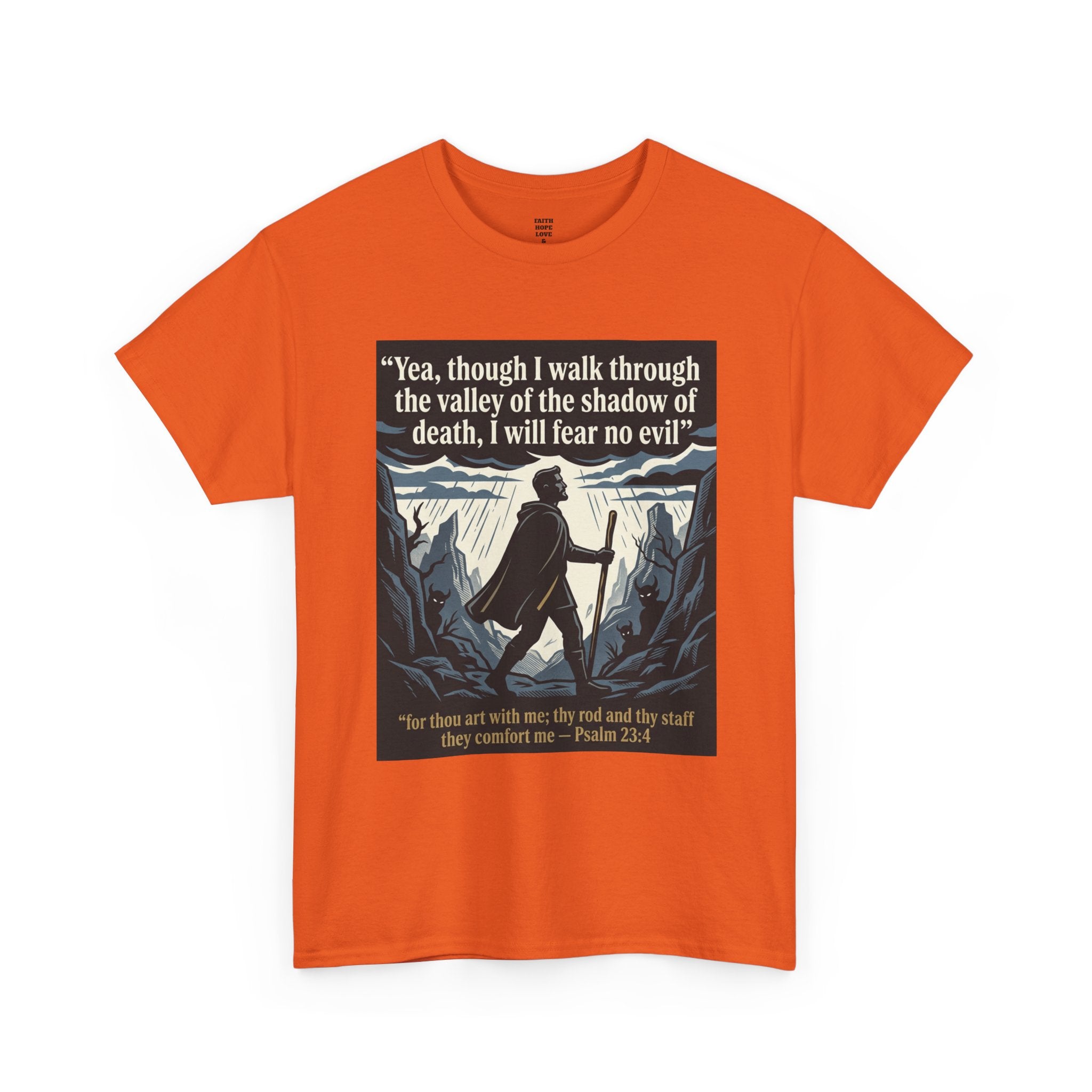 Psalm 23 'I Will Fear No Evil' Scripture Graphic - Unisex Heavy Cotton Tee
