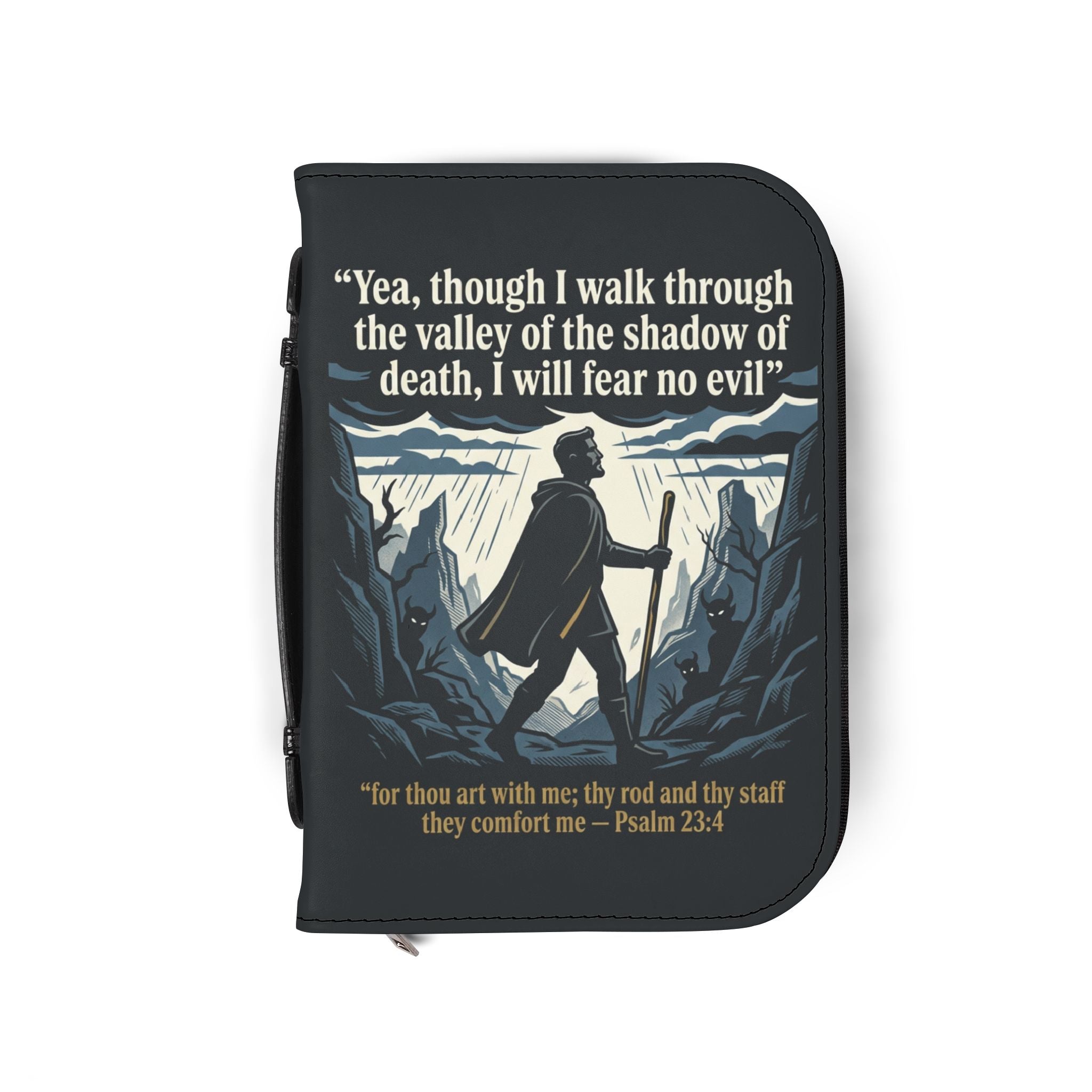 Psalm 23 Verse Graphic - Zippered Bible Cover