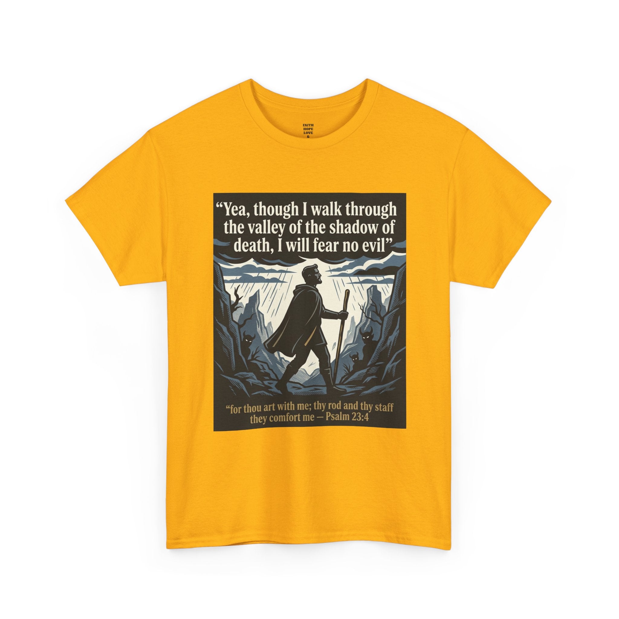Psalm 23 'I Will Fear No Evil' Scripture Graphic - Unisex Heavy Cotton Tee